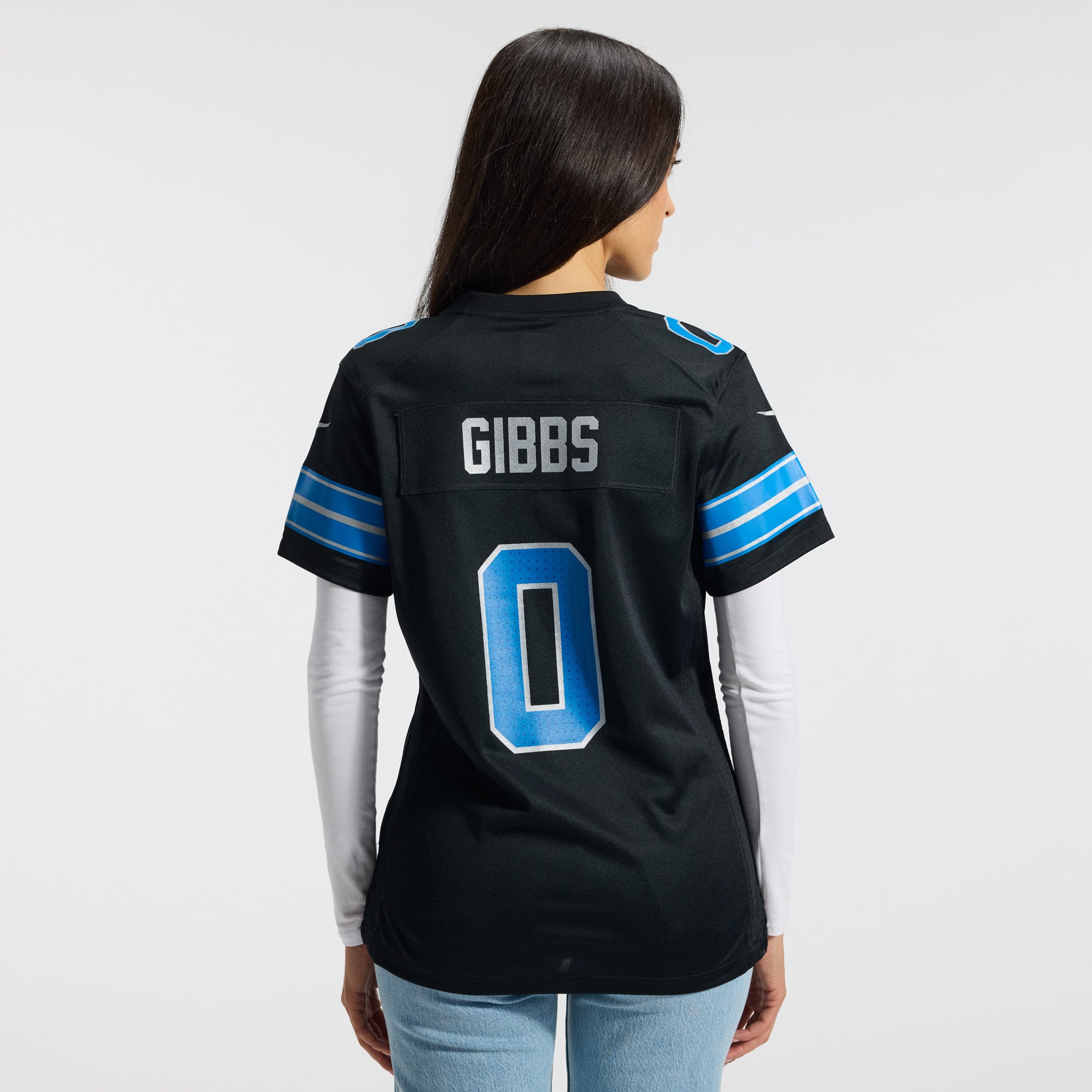 Jahmyr Gibbs Detroit Lions Women's 2nd Alternate Game Player Jersey - Black - Image 5
