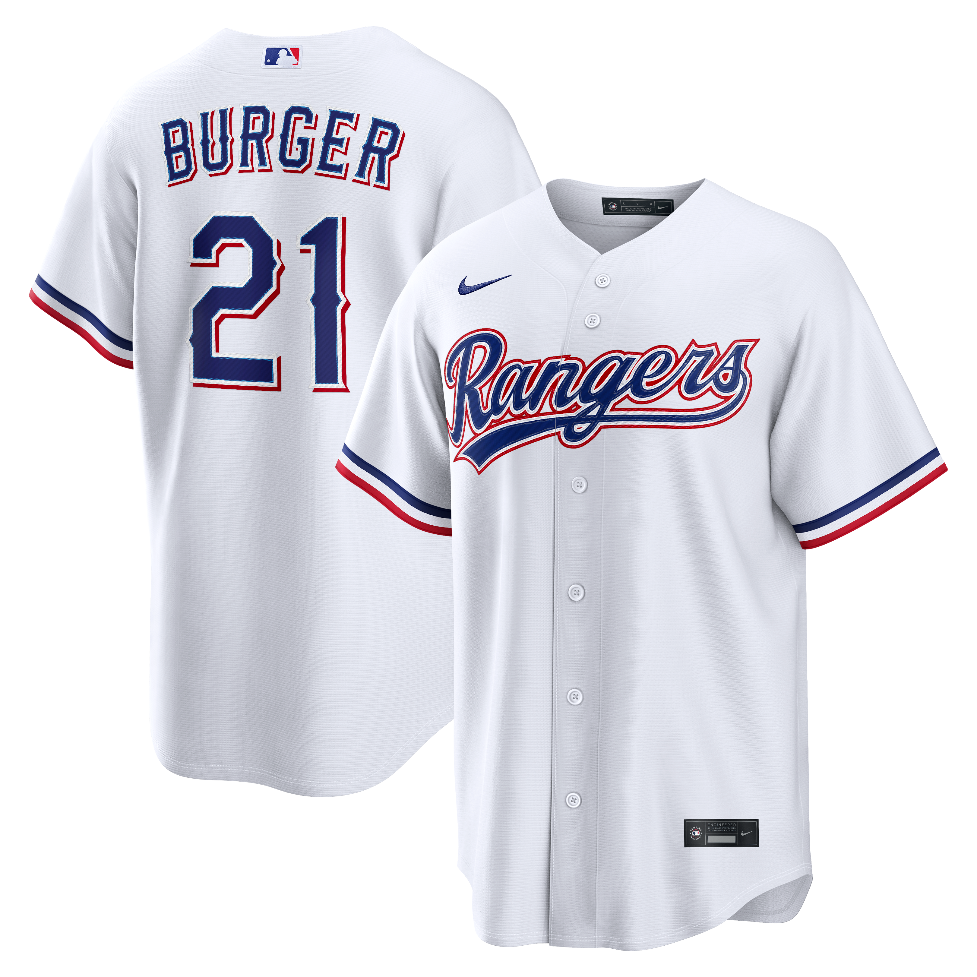 Jake Burger Texas Rangers Home Jersey - White - Image 2