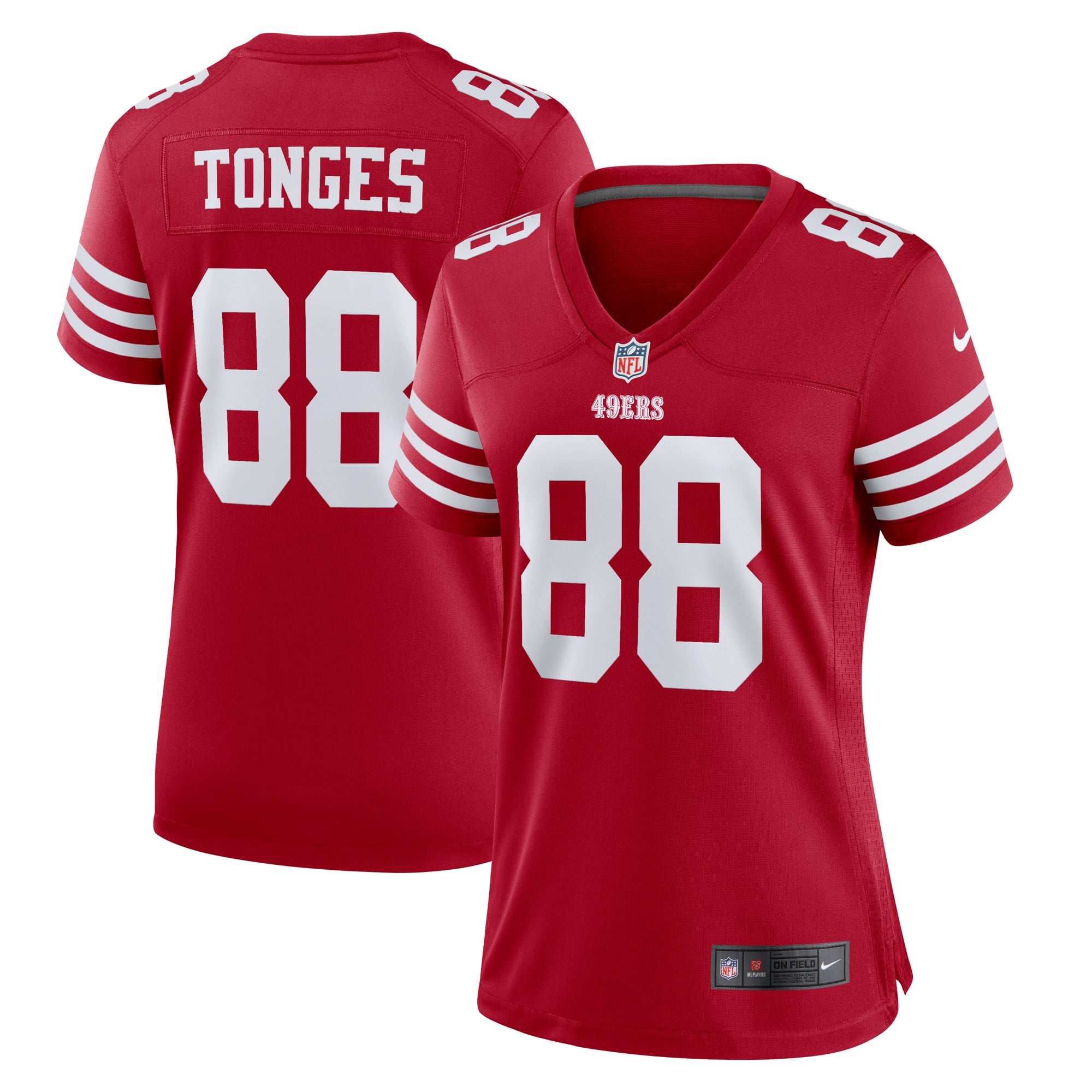 Jake Tonges San Francisco 49ers Women's Team Game Jersey - Scarlet - Image 2