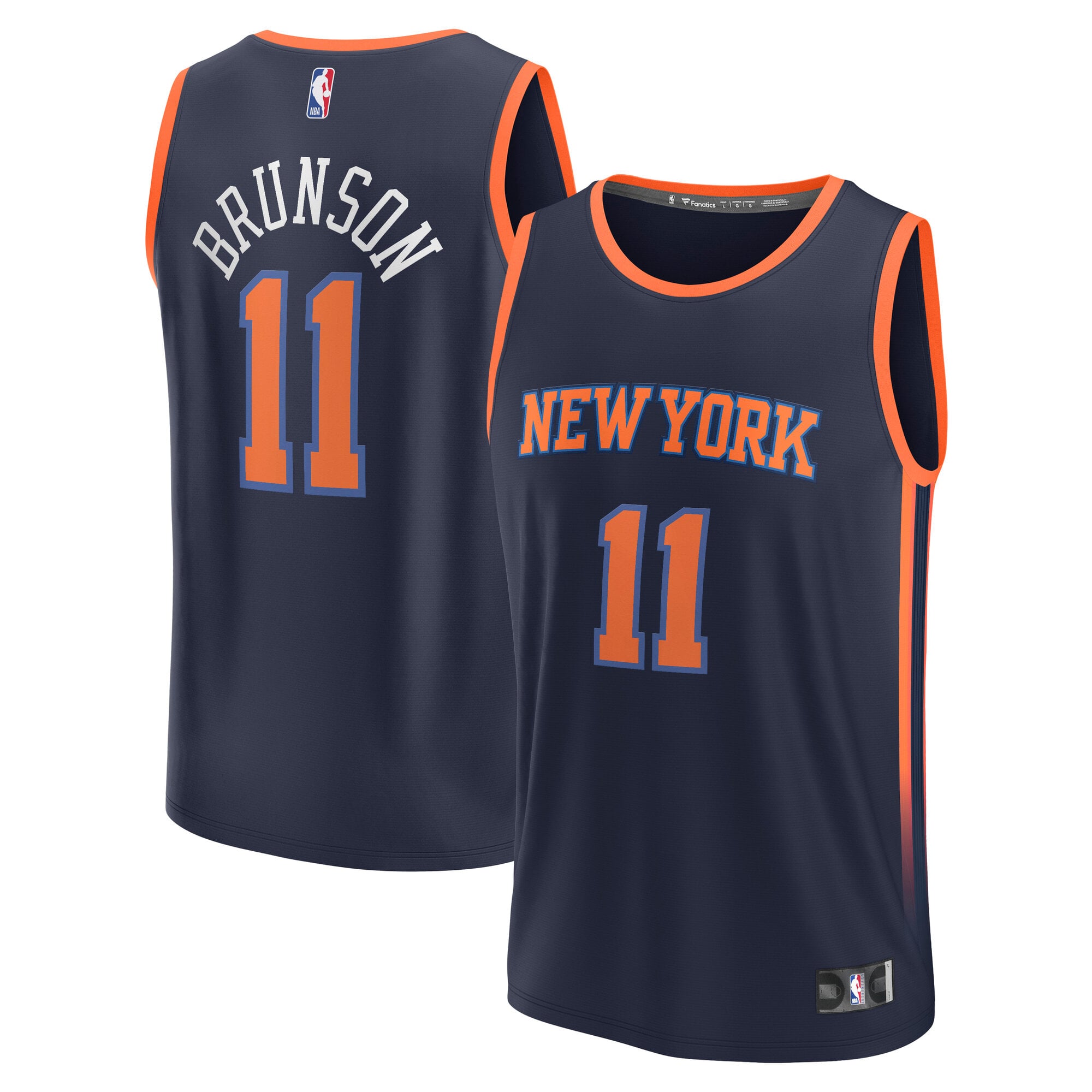 Jalen Brunson New York Knicks Youth Fast Break Player Jersey - Statement Edition - Navy