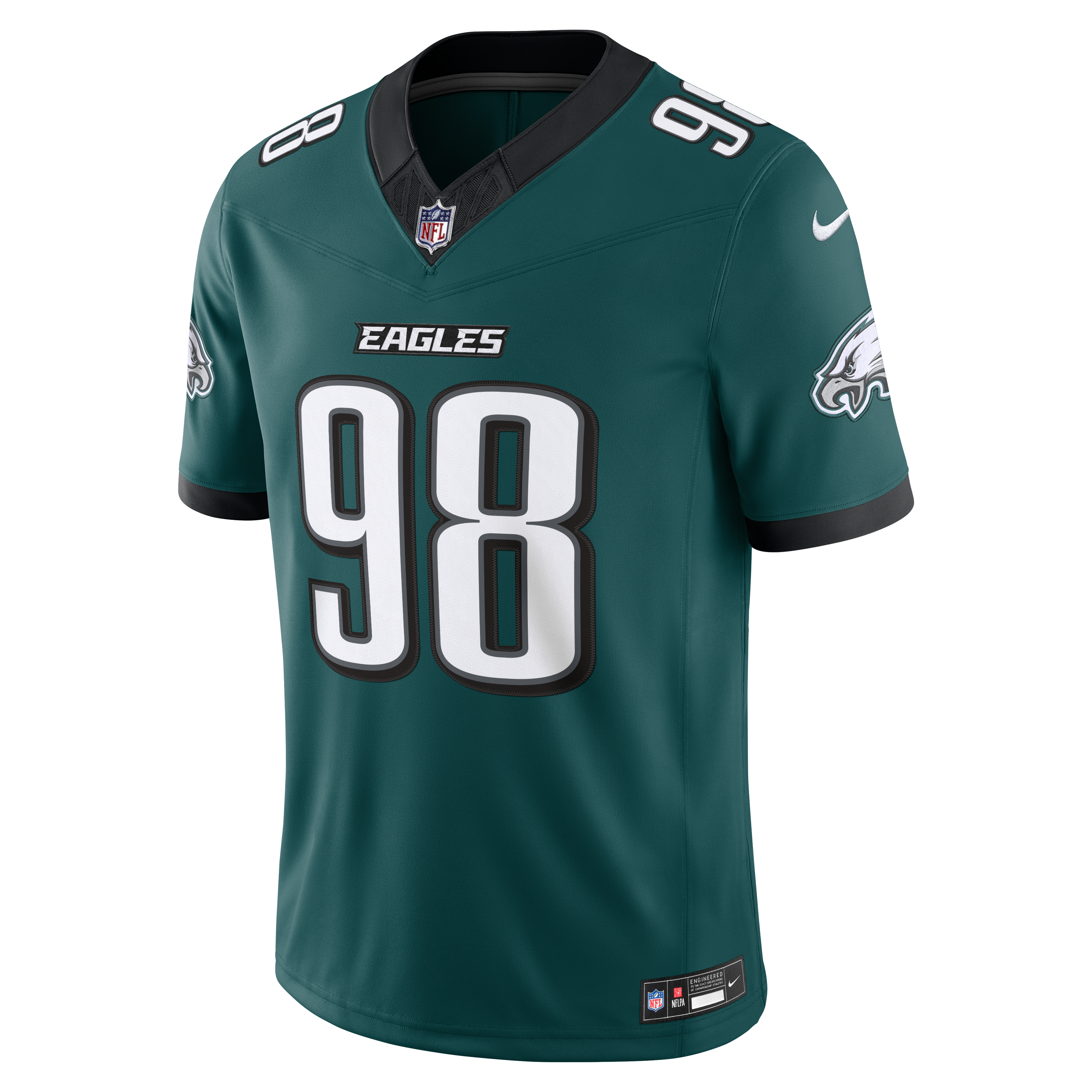 Jalen Carter Philadelphia Eagles Alternate Vapor F.U.S.E. Stitched Limited Jersey - Midnight Green - Image 3
