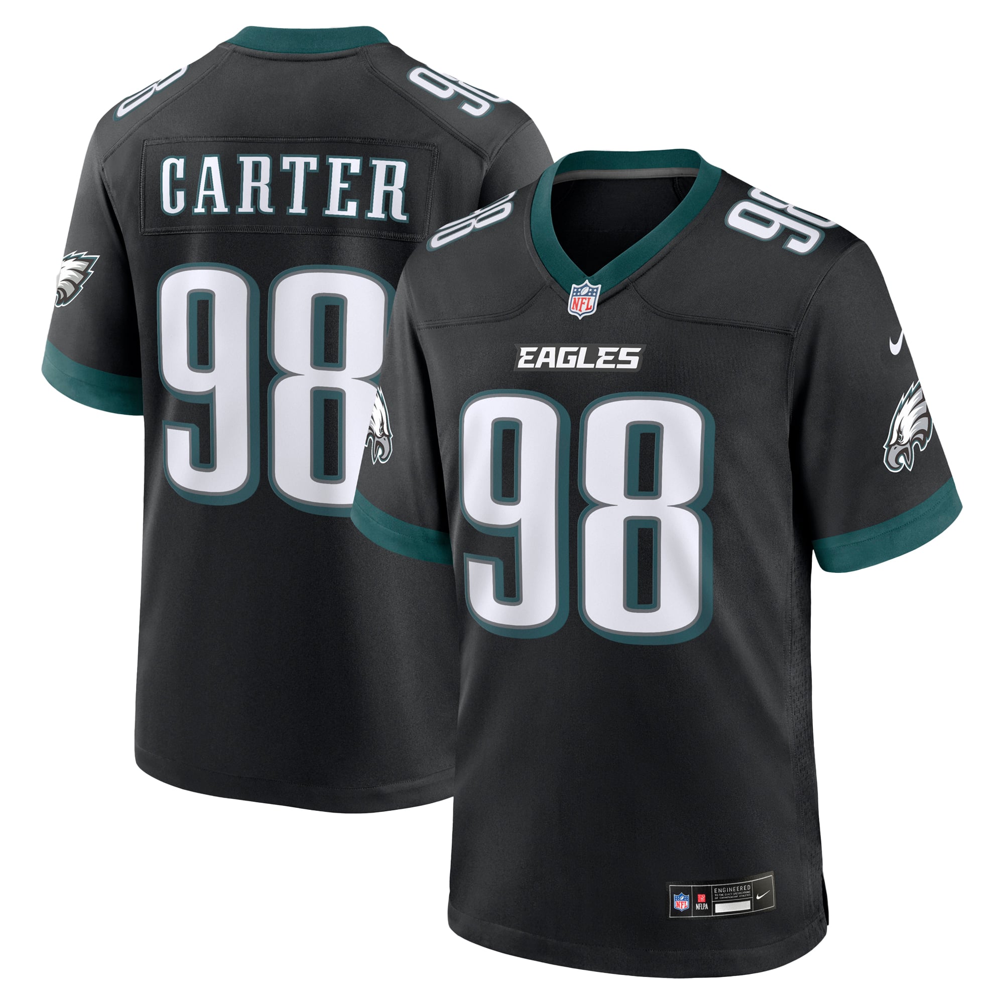 Jalen Carter Philadelphia Eagles Team Game Jersey - Midnight Green - Black - Image 2