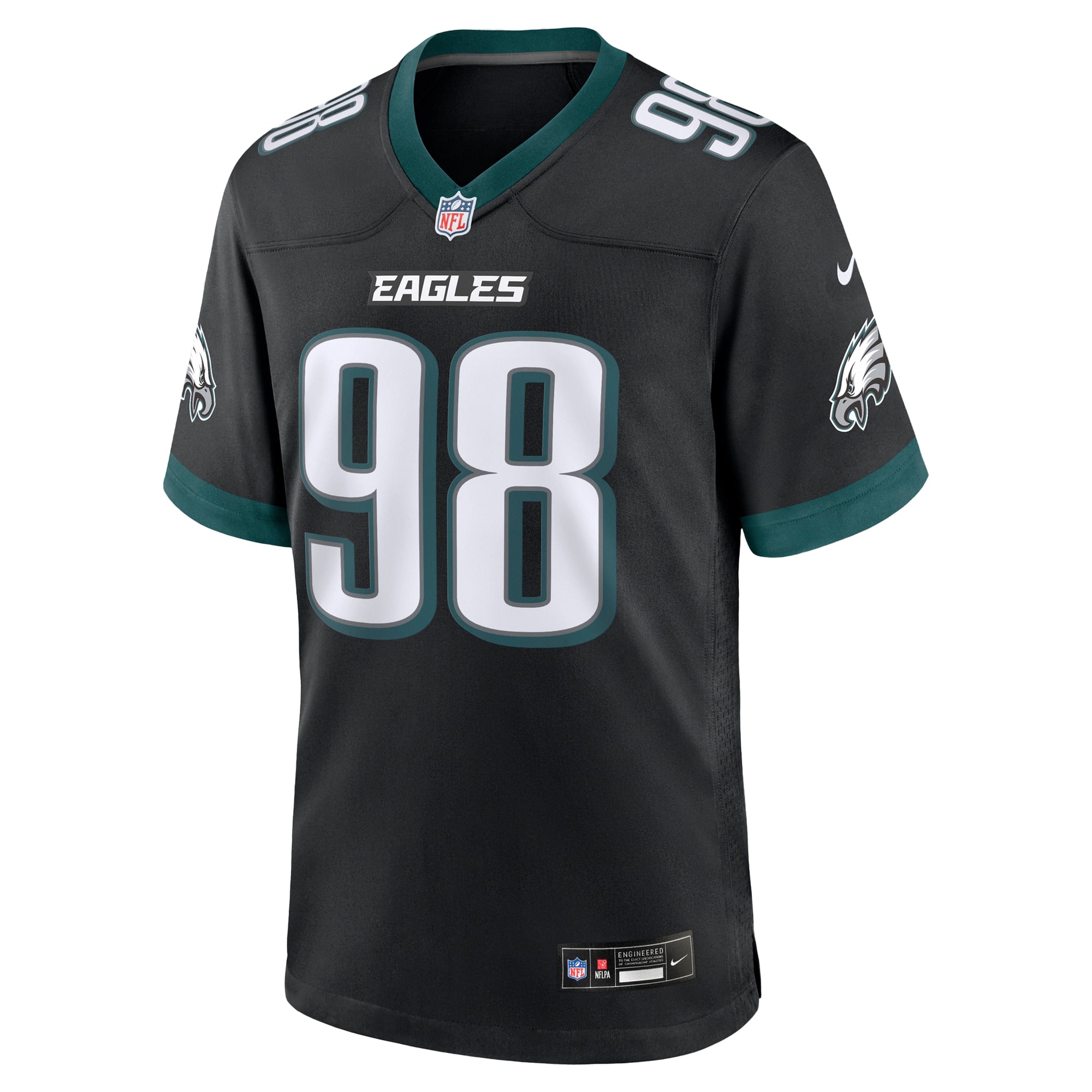 Jalen Carter Philadelphia Eagles Team Game Jersey - Midnight Green - Black - Image 3