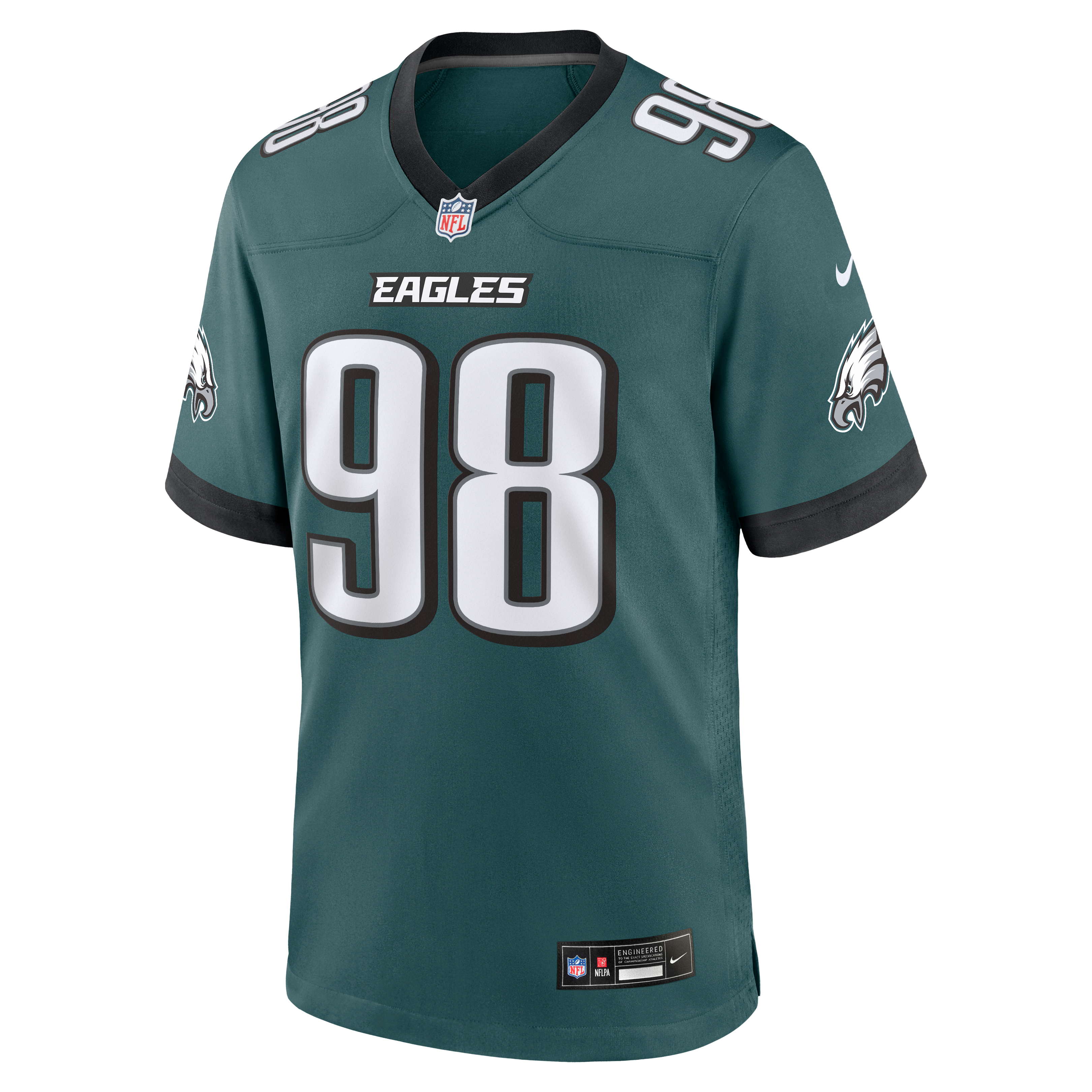 Jalen Carter Philadelphia Eagles Team Game Jersey - Midnight Green - Midnight Green - Image 3
