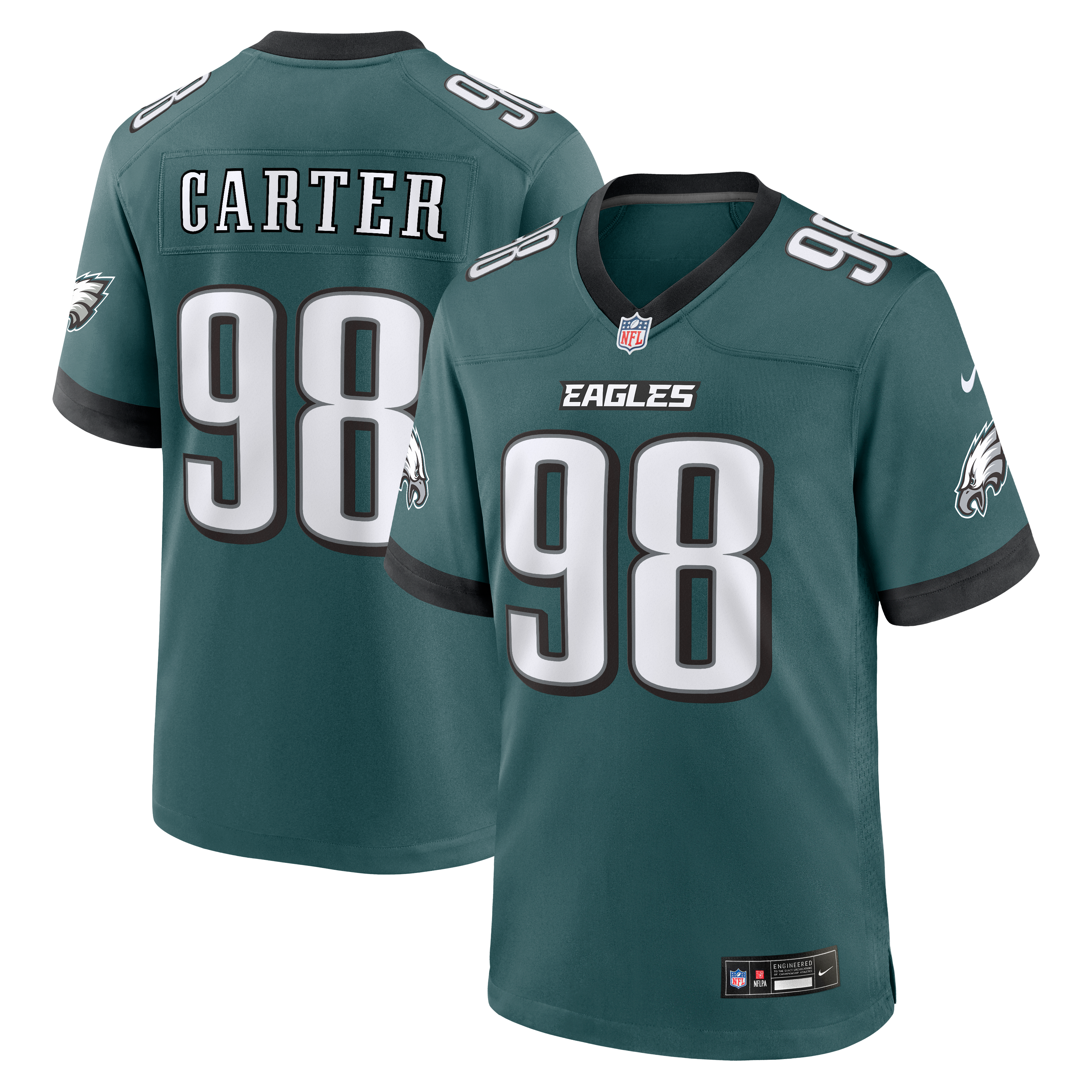 Jalen Carter Philadelphia Eagles Team Game Jersey - Midnight Green - Midnight Green - Image 2