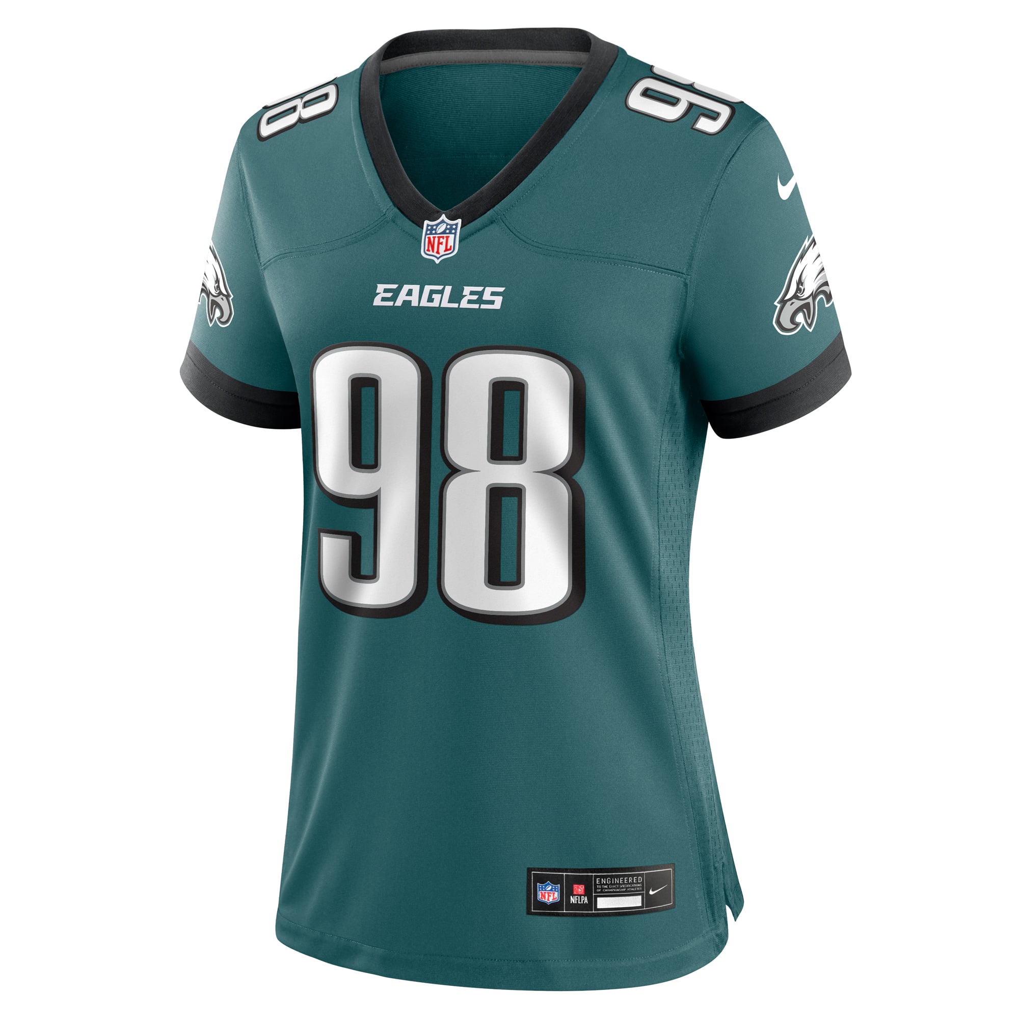 Jalen Carter Philadelphia Eagles Women's Team Game Jersey - Midnight Green - Image 3
