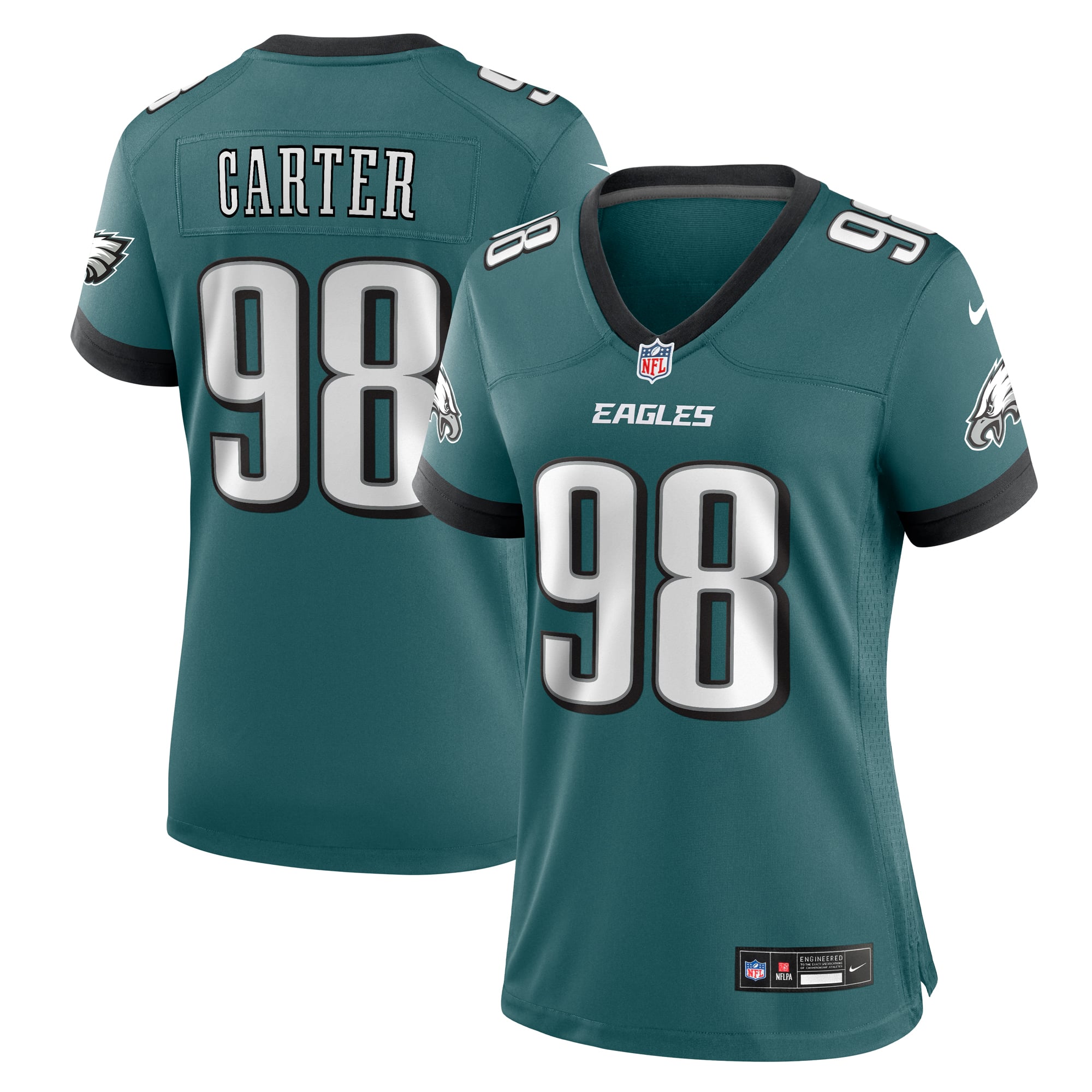 Jalen Carter Philadelphia Eagles Women's Team Game Jersey - Midnight Green - Image 2