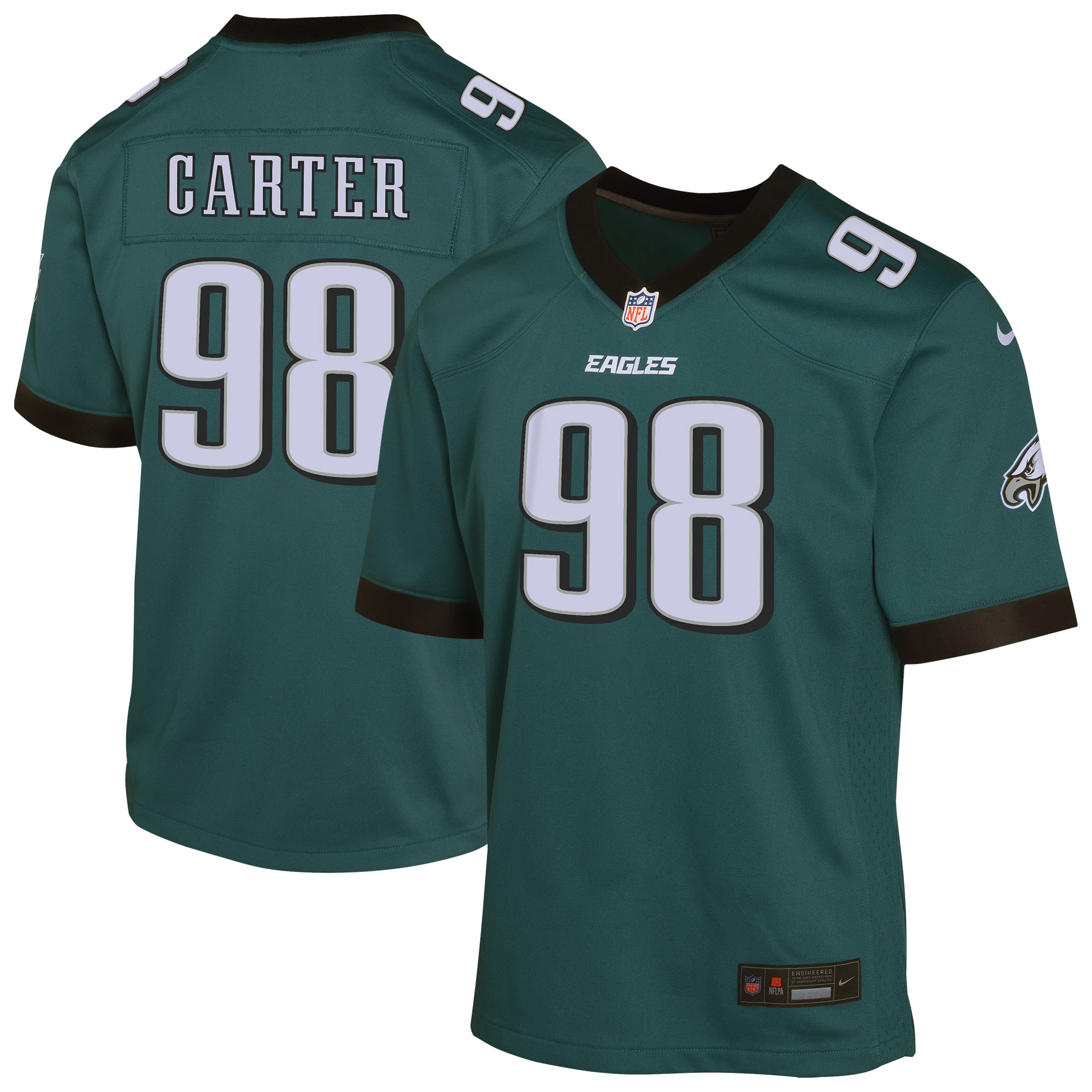 Jalen Carter Philadelphia Eagles Youth Game Player Jersey - Midnight Green - Image 2