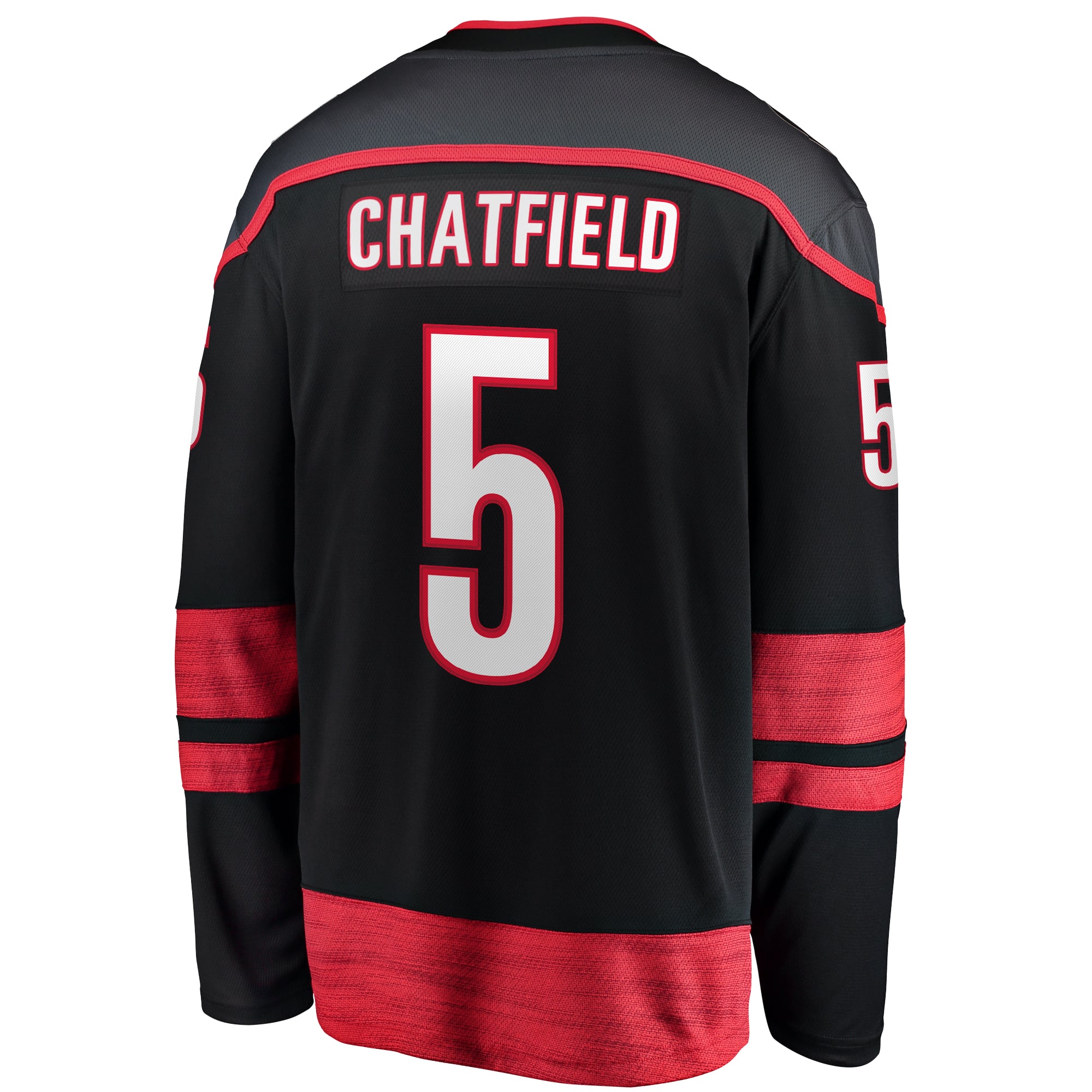 Jalen Chatfield Carolina Hurricanes Home Premier Breakaway Player Jersey - Black - Image 4
