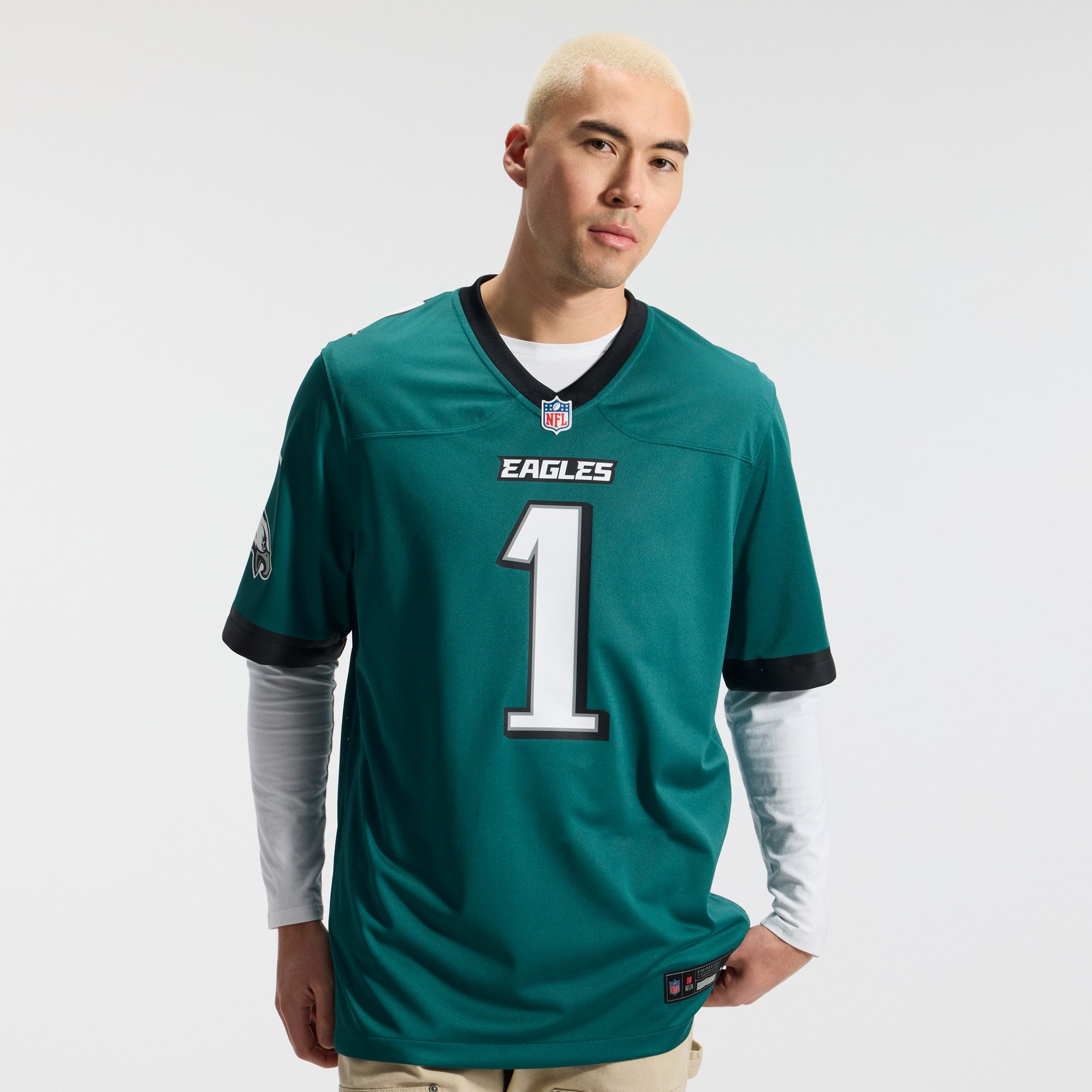 Jalen Hurts Philadelphia Eagles Game Jersey - White - Midnight Green - Image 4