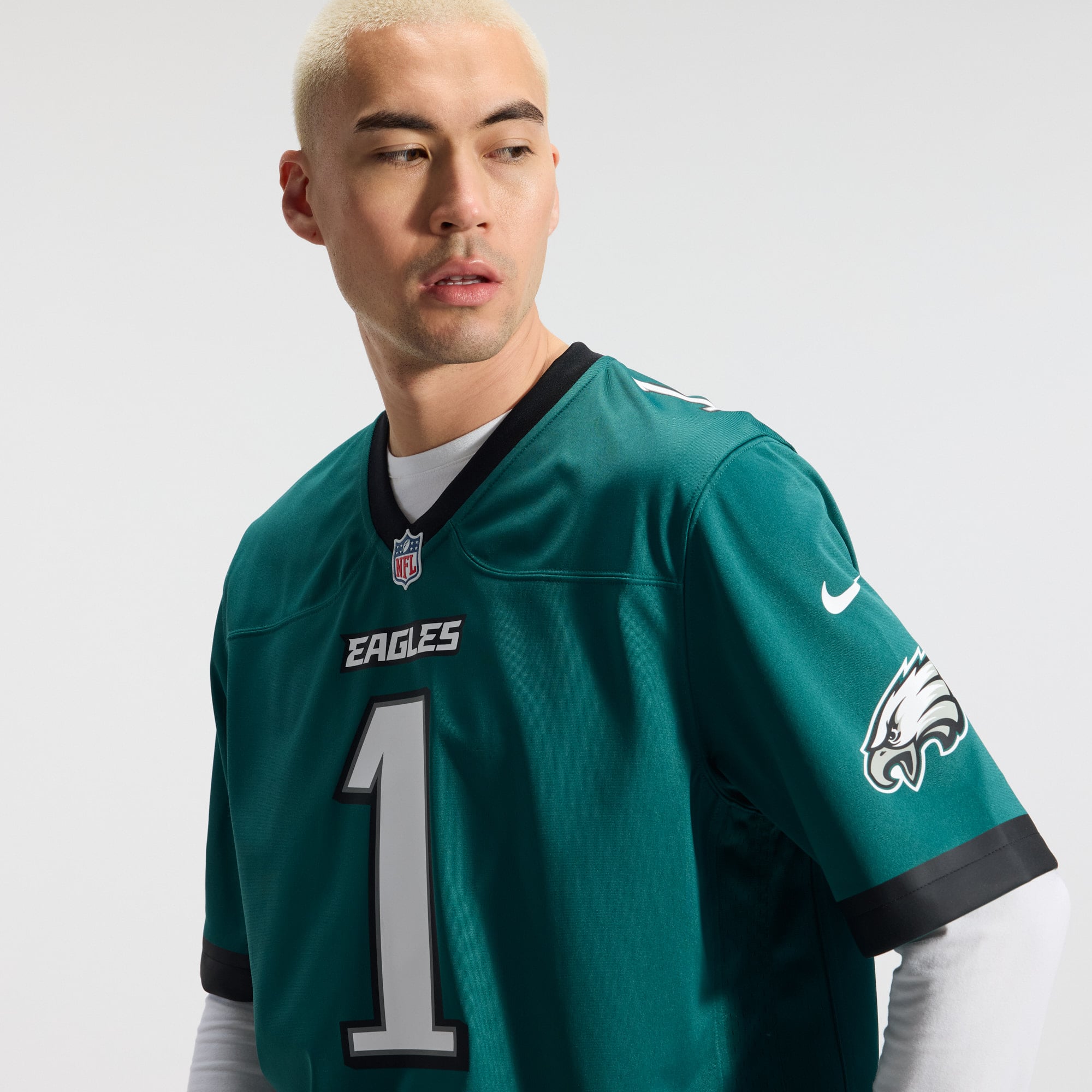 Jalen Hurts Philadelphia Eagles Game Jersey - White - Midnight Green - Image 12