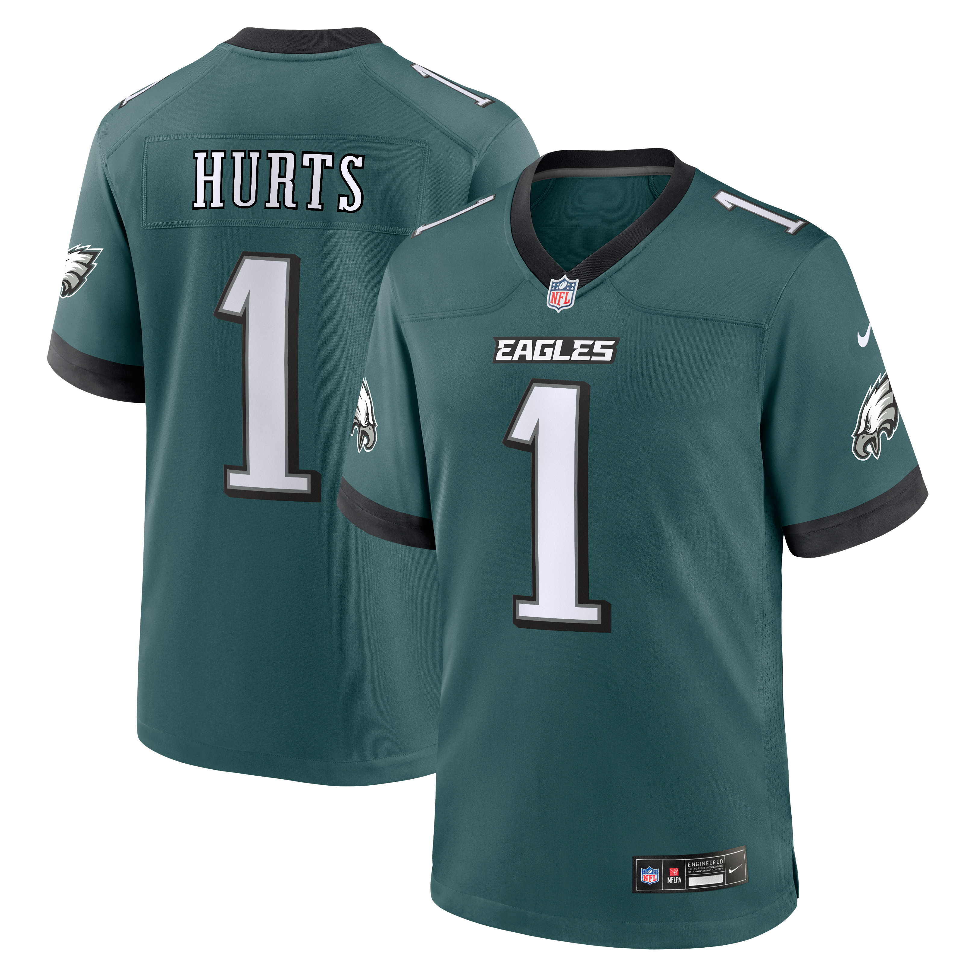 Jalen Hurts Philadelphia Eagles Game Jersey - White - Midnight Green - Image 2