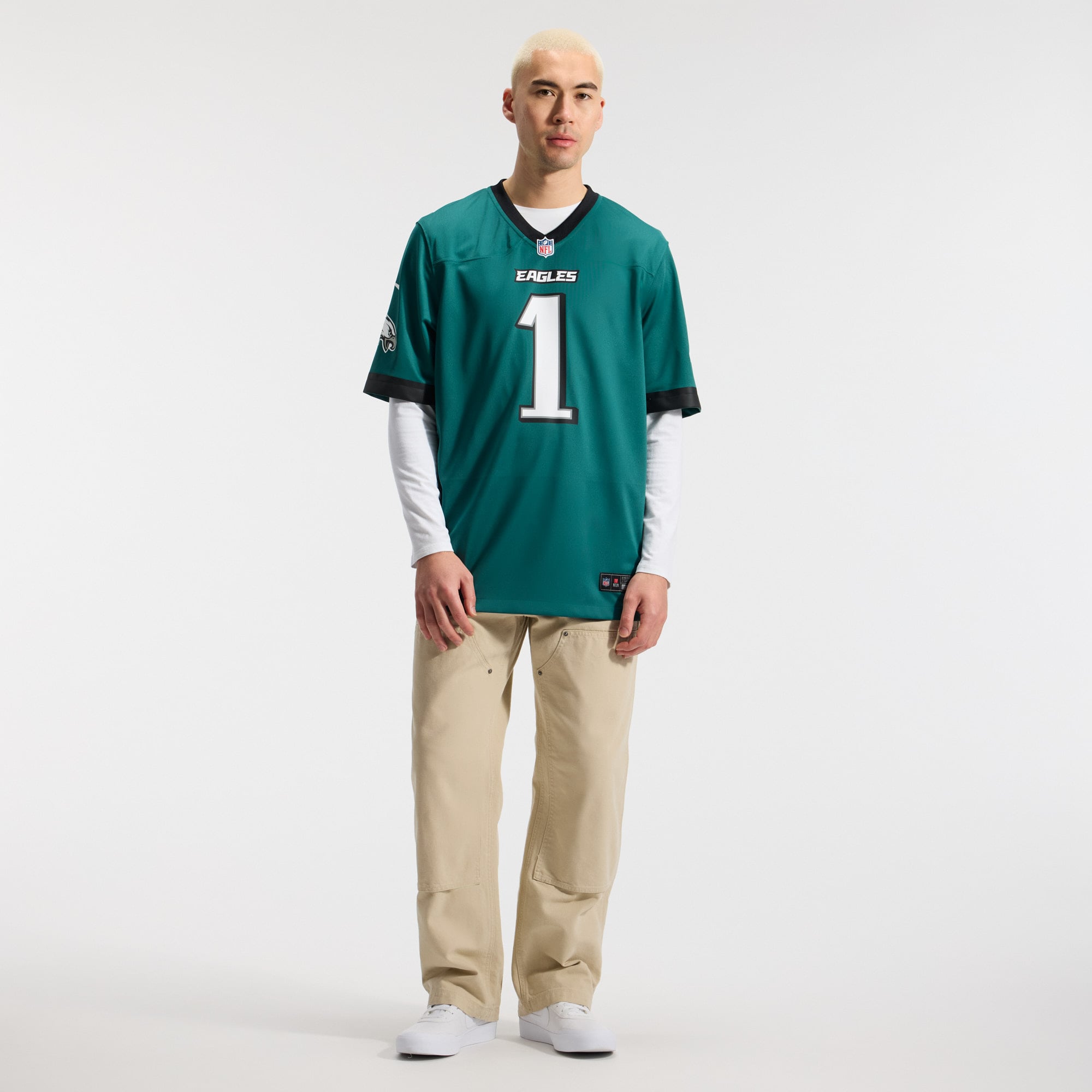 Jalen Hurts Philadelphia Eagles Game Jersey - White - Midnight Green - Image 6