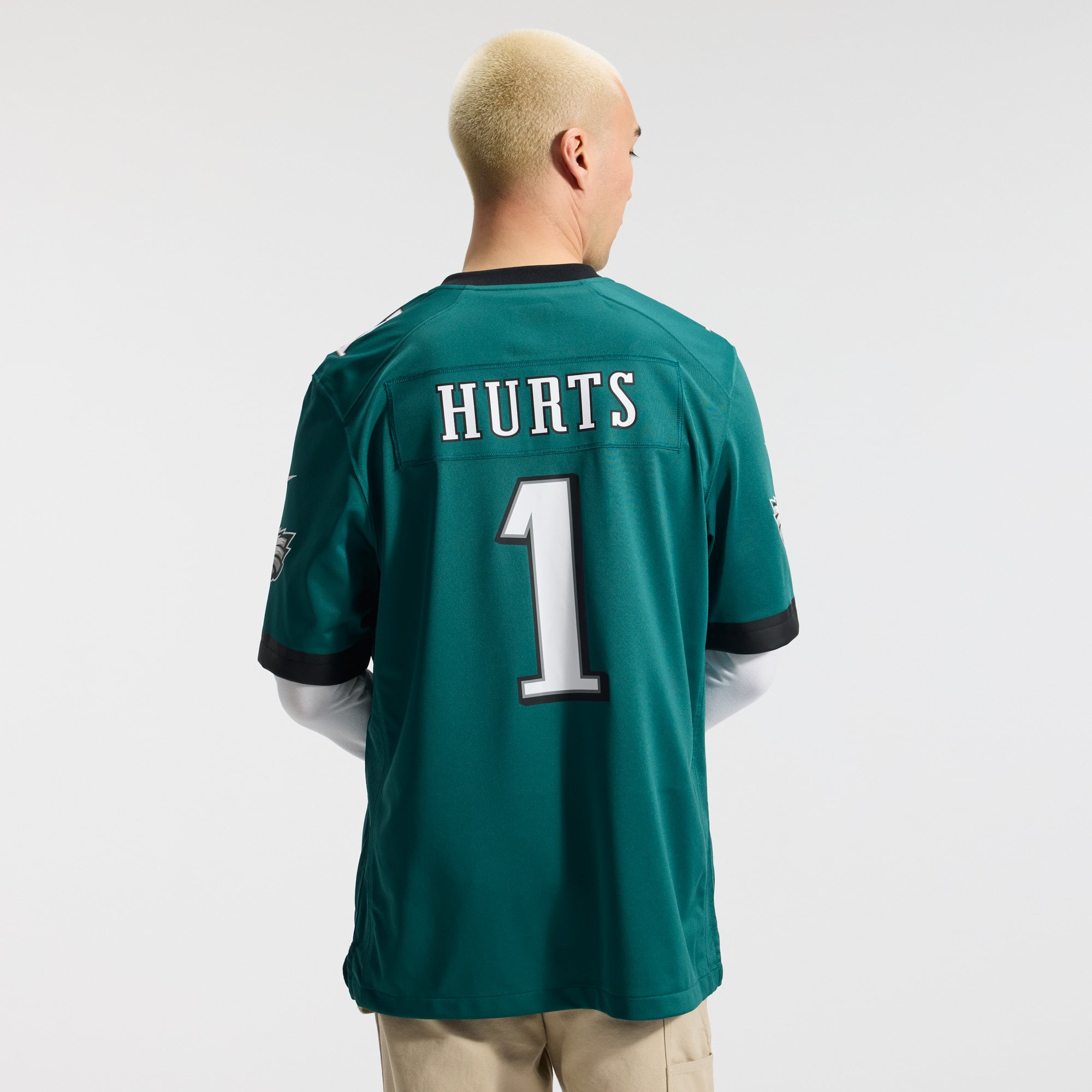 Jalen Hurts Philadelphia Eagles Game Jersey - White - Midnight Green - Image 5