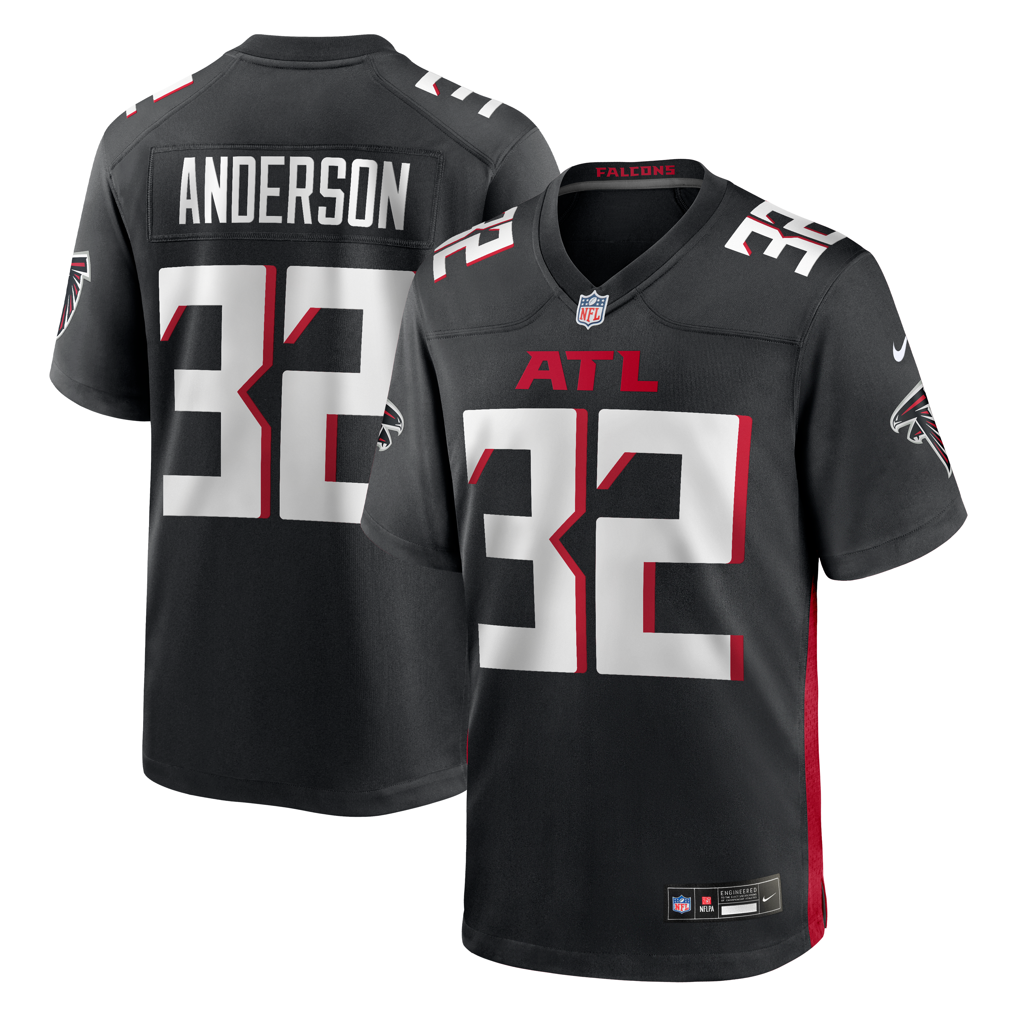Jamal Anderson Atlanta Falcons Game Retired Player Jersey - Black