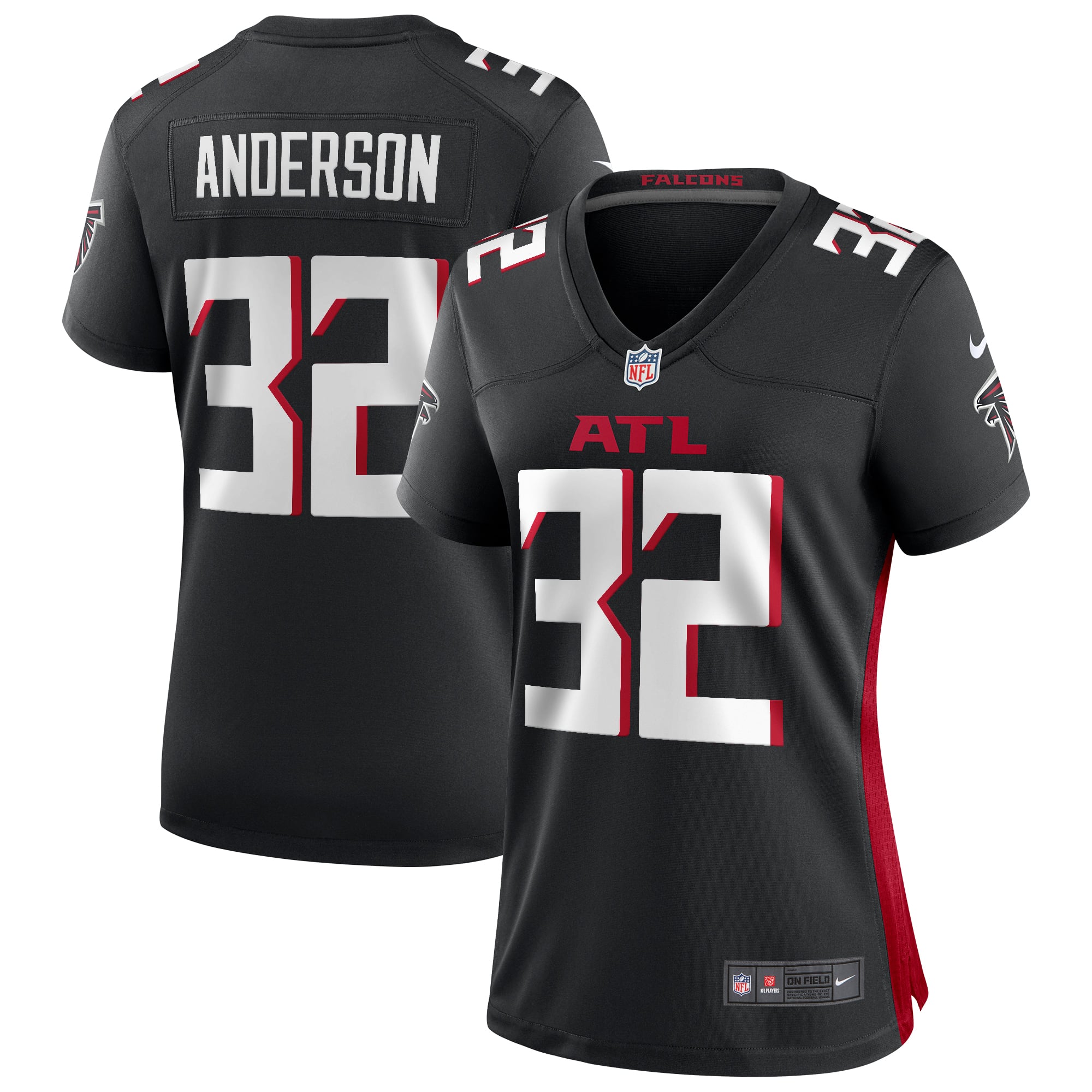 Jamal Anderson Atlanta Falcons Women's Retired Game Jersey - Black - Image 2