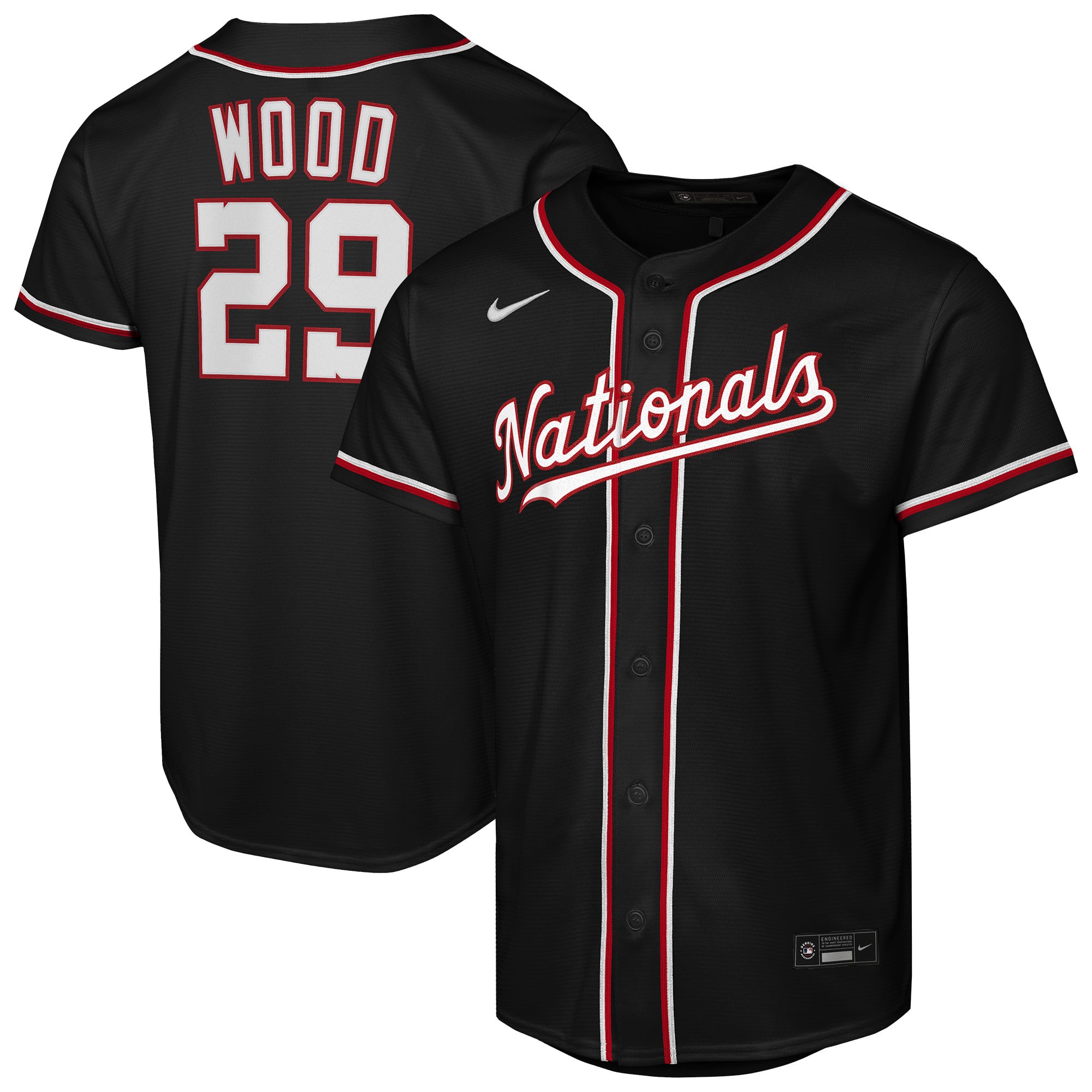 James Wood Washington Nationals Youth Fashion Player Jersey - Black - Image 2