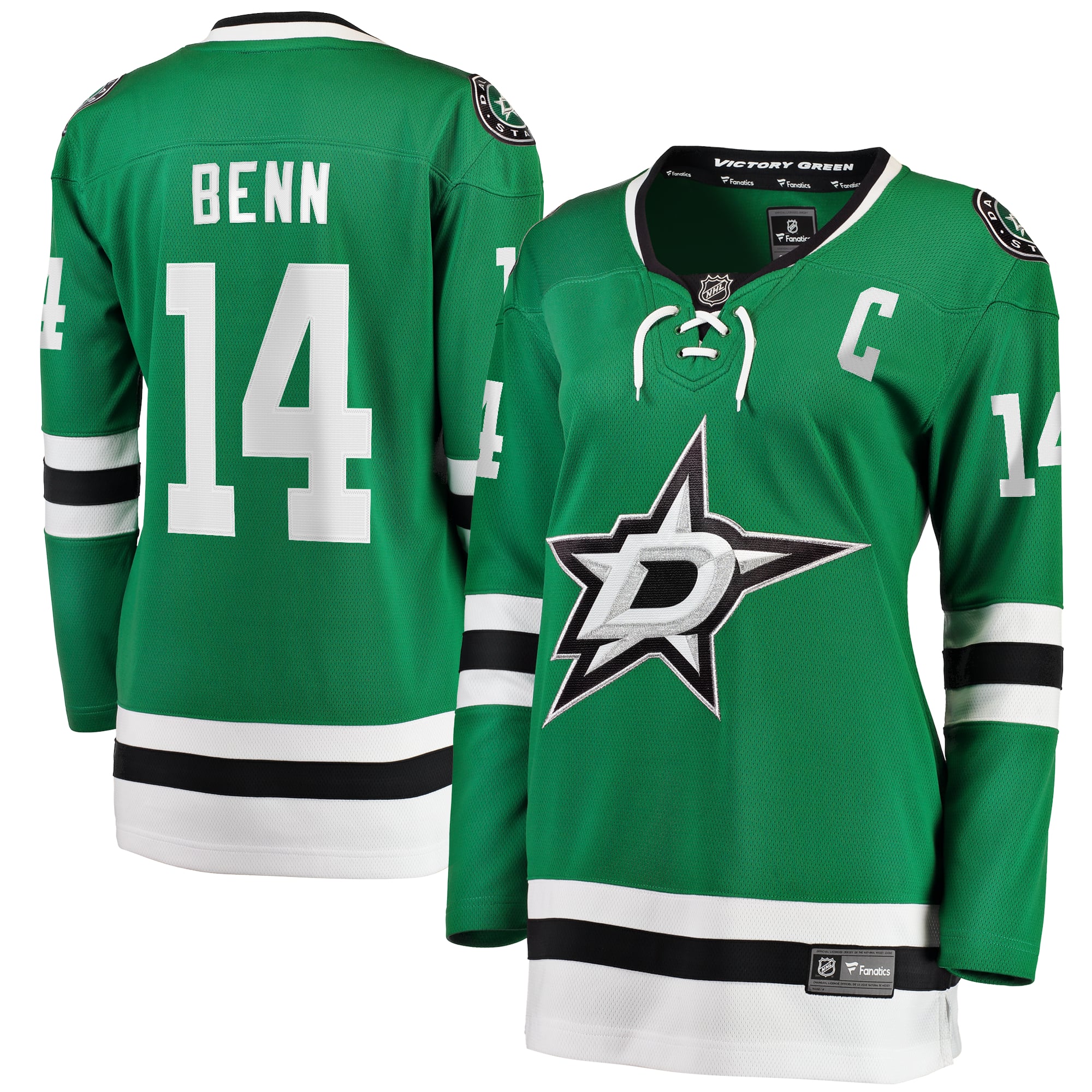 Jamie Benn Dallas Stars Women's Captain Patch Home Breakaway Player Jersey - Kelly Green