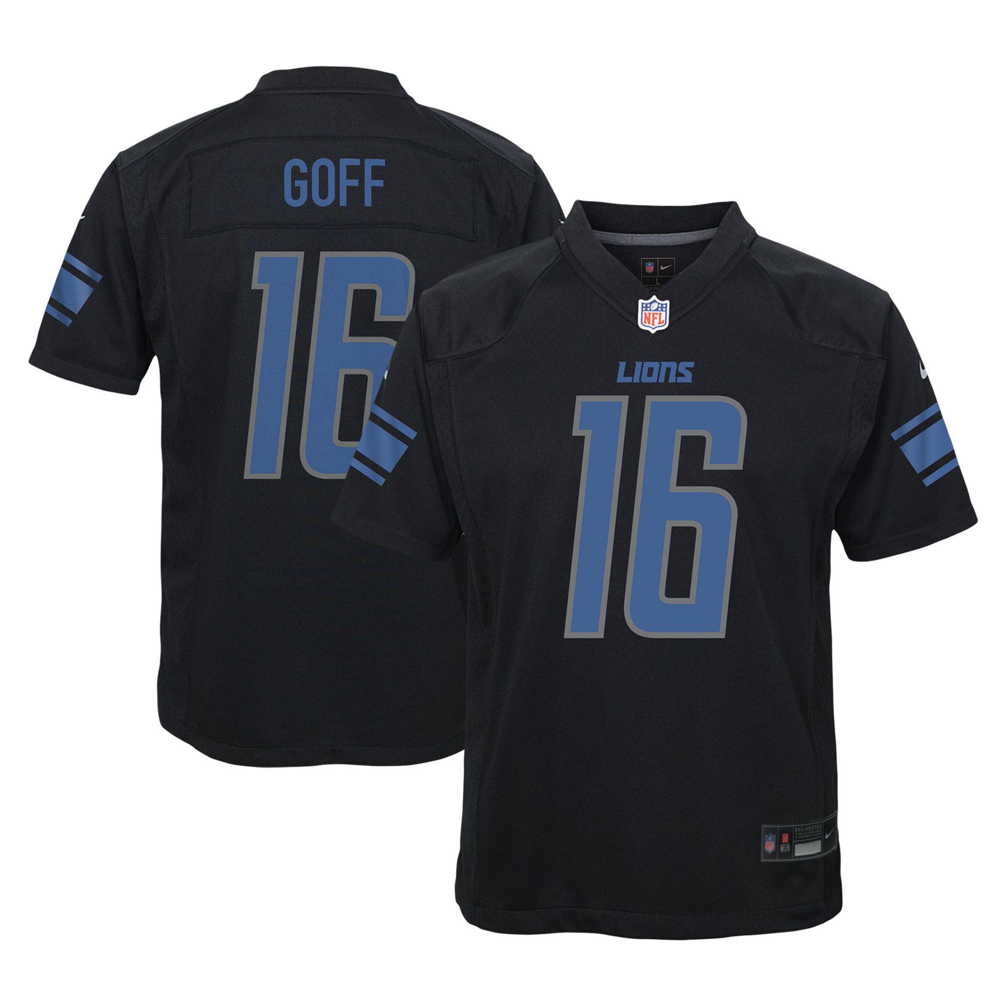 Jared Goff Detroit Lions Youth Game Jersey - Black - Image 2