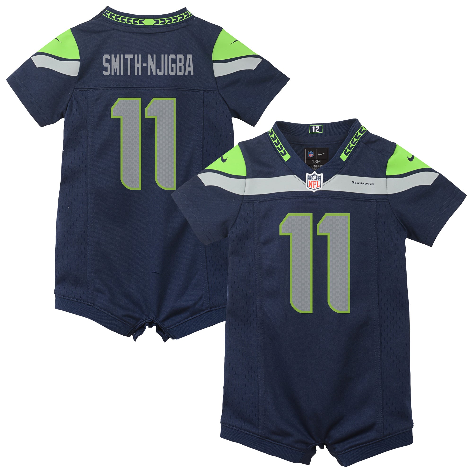 Jaxon Smith-Njigba Seattle Seahawks Newborn Romper Game Jersey - Navy - Image 2