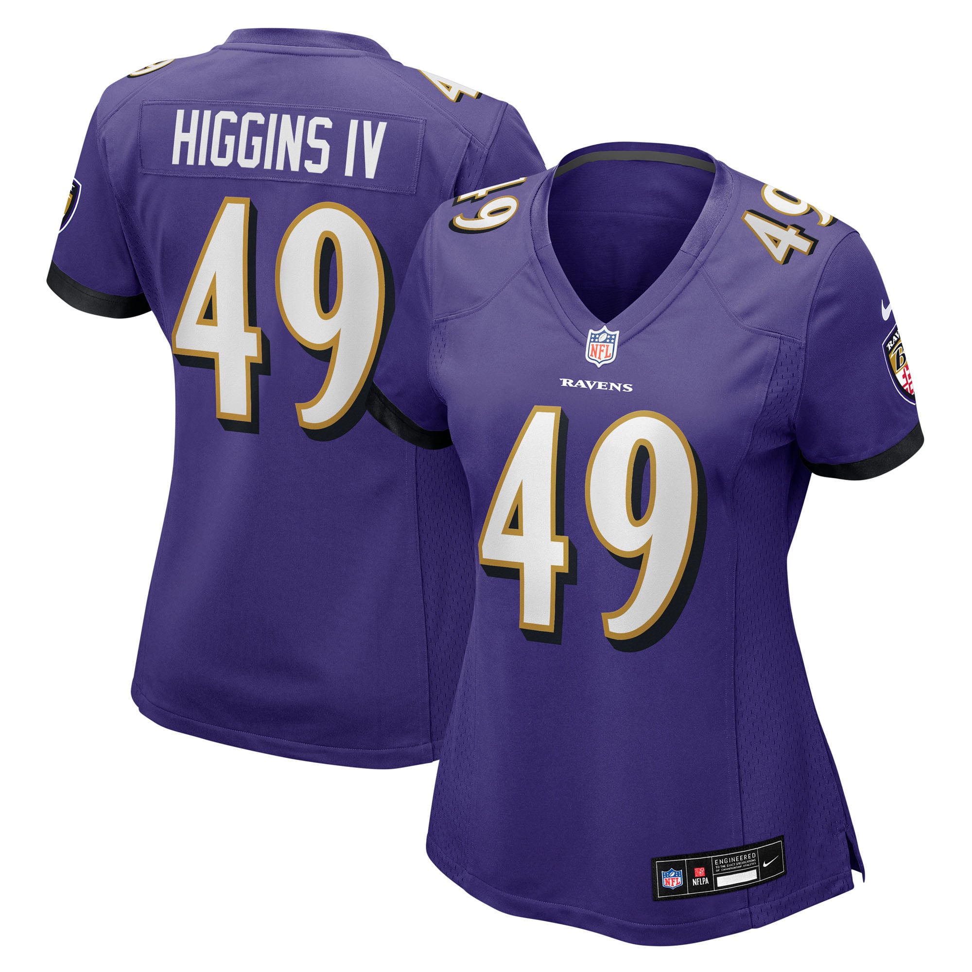 Jay Higgins IV Baltimore Ravens Women's Team Game Jersey - Purple - Image 2