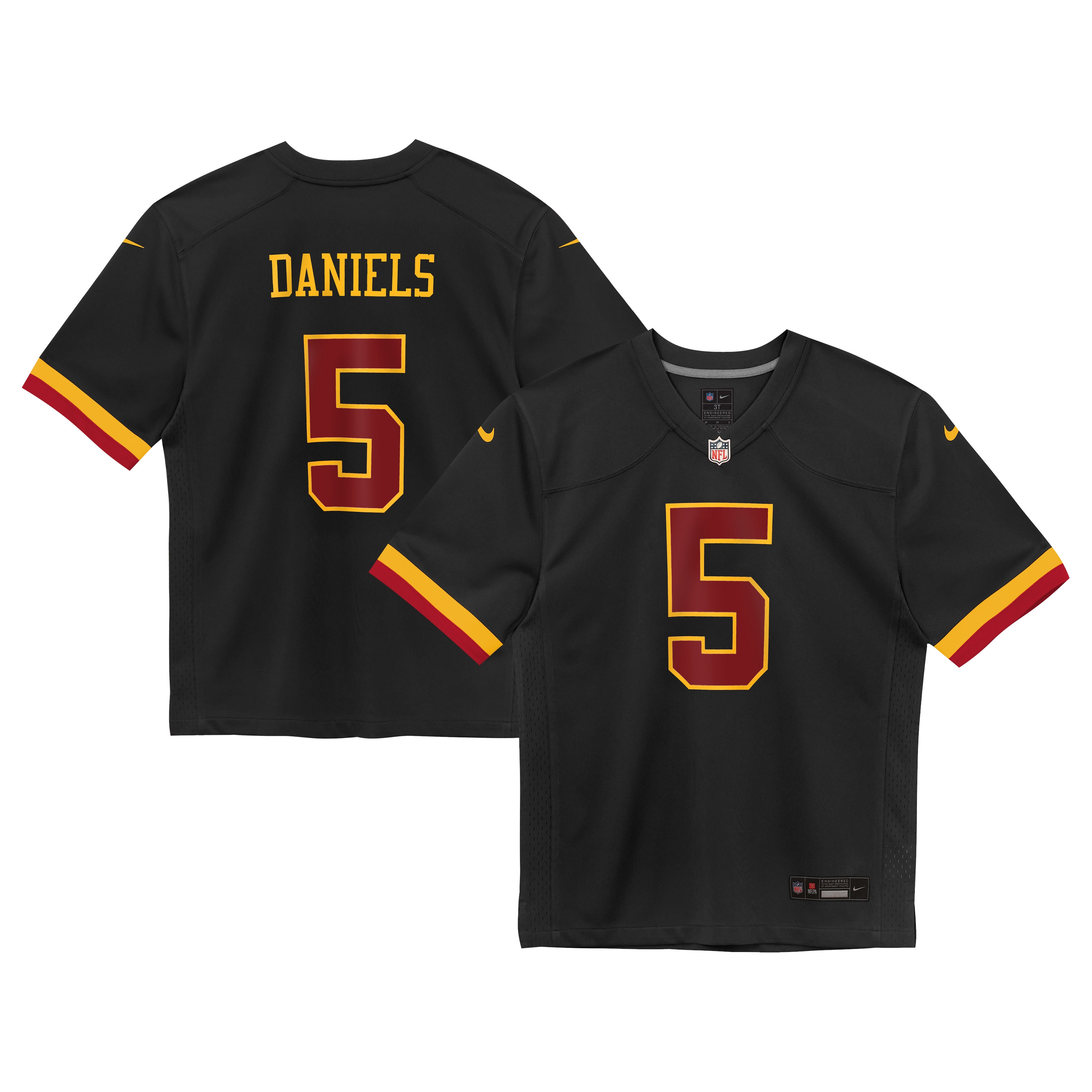 Jayden Daniels Washington Commanders Preschool Alternate Game Jersey - Black - Image 2
