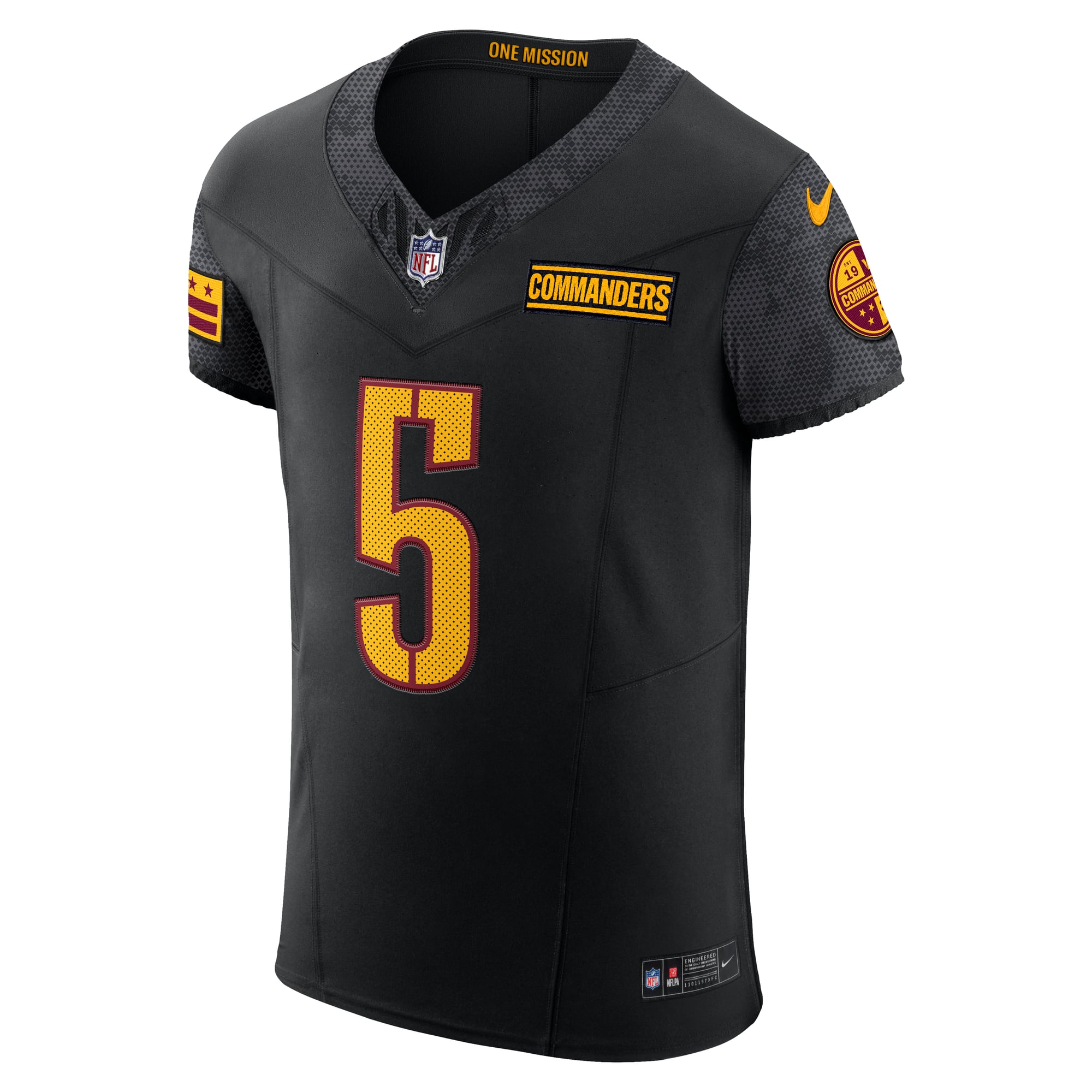 Jayden Daniels Washington Commanders Team Vapor F.U.S.E. Elite Jersey - Black - Image 3