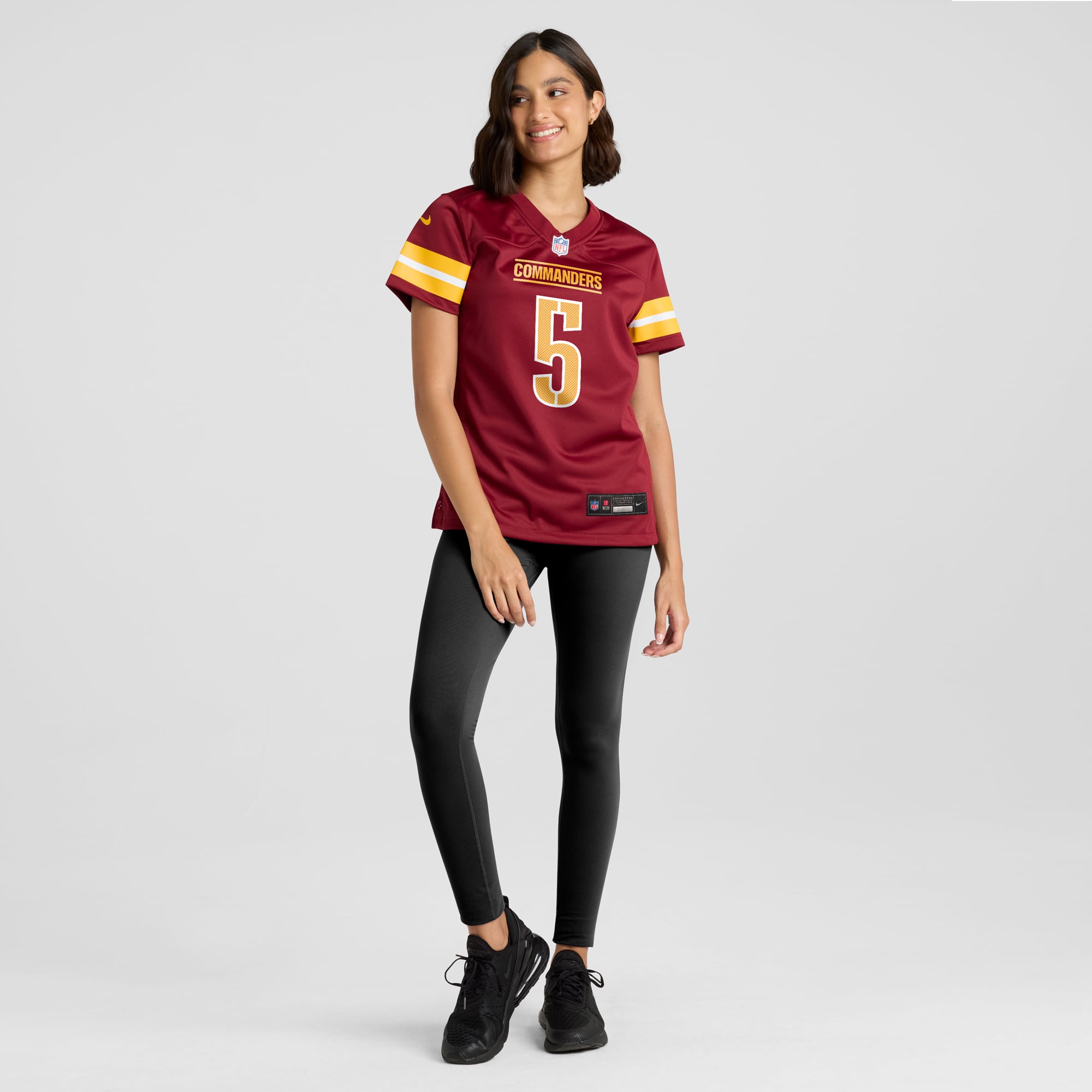Jayden Daniels Washington Commanders Women's Game Jersey - White - Burgundy - Image 5
