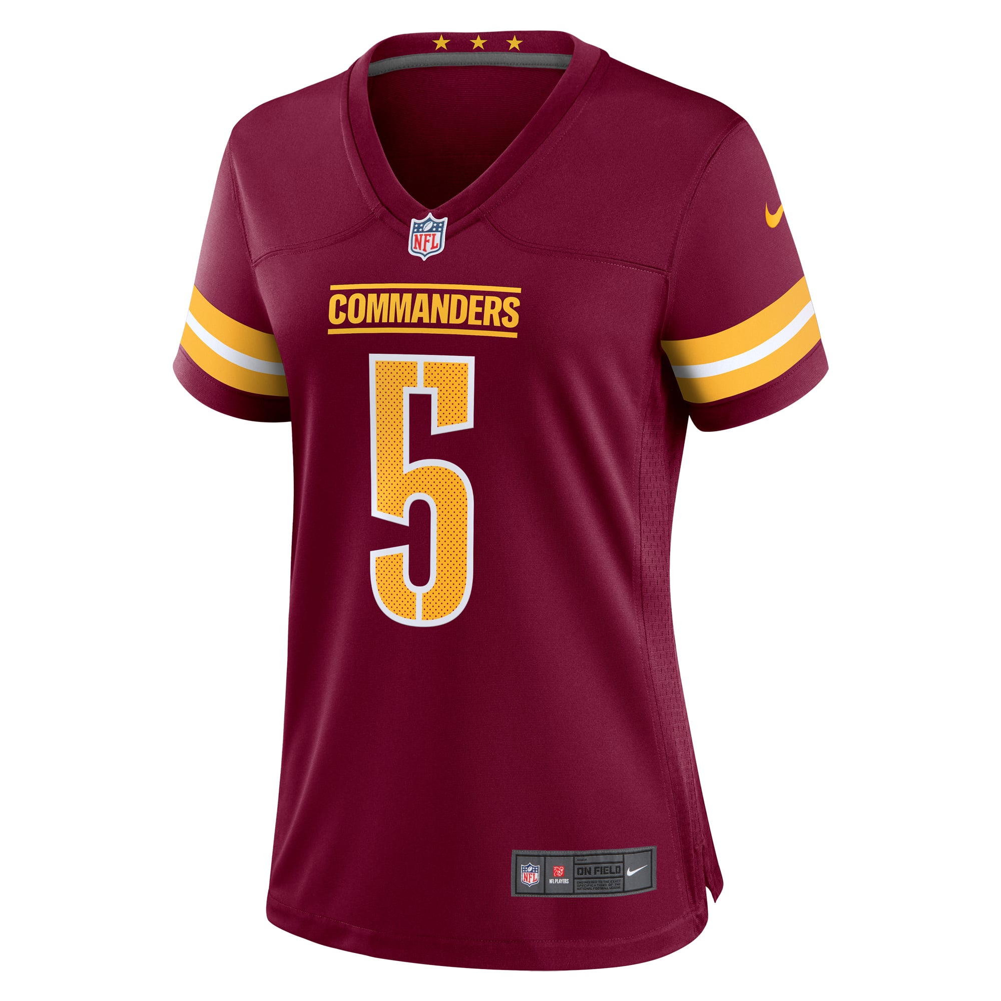 Jayden Daniels Washington Commanders Women's Game Jersey - White - Burgundy - Image 3