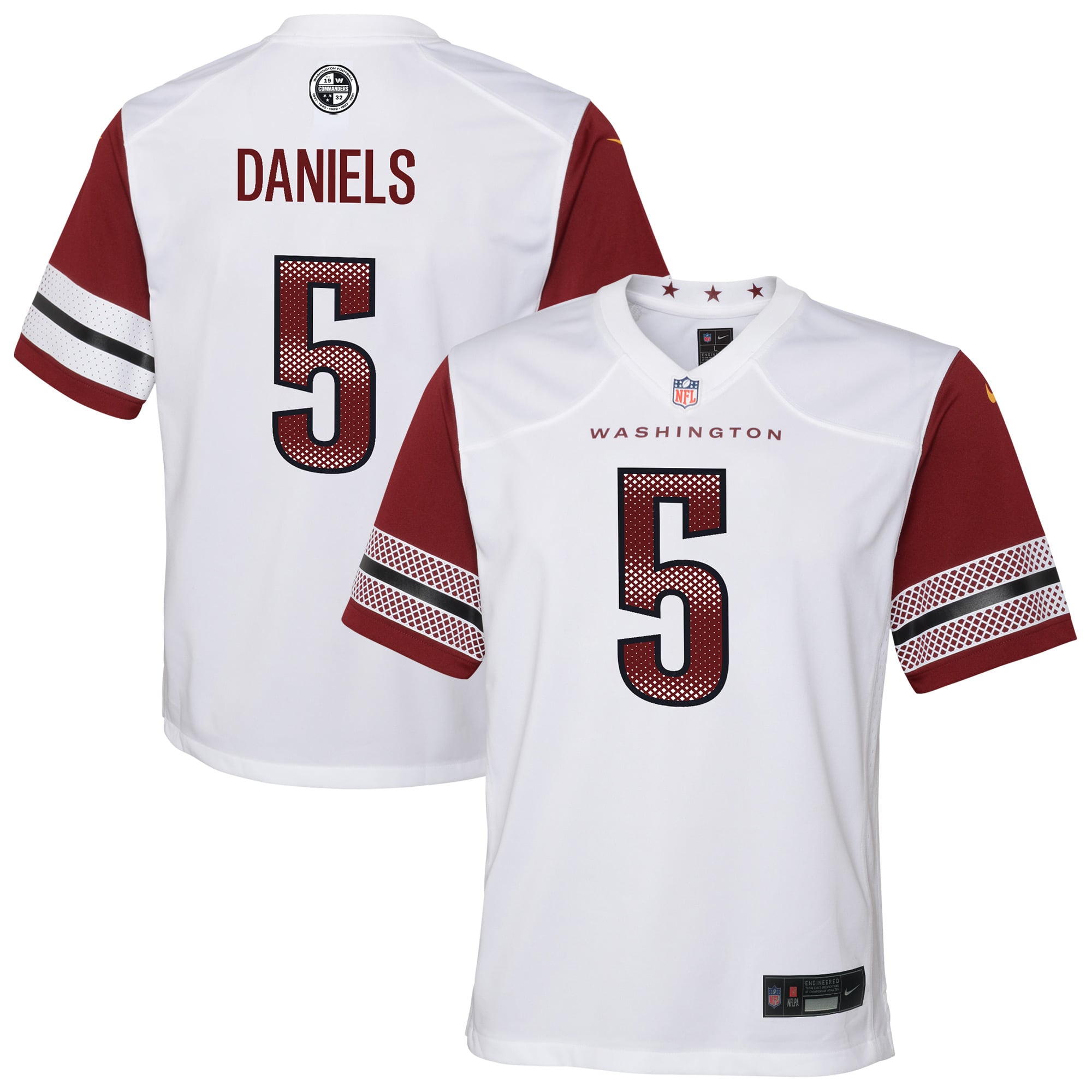Jayden Daniels Washington Commanders Youth Alternate Game Jersey - White - Image 2