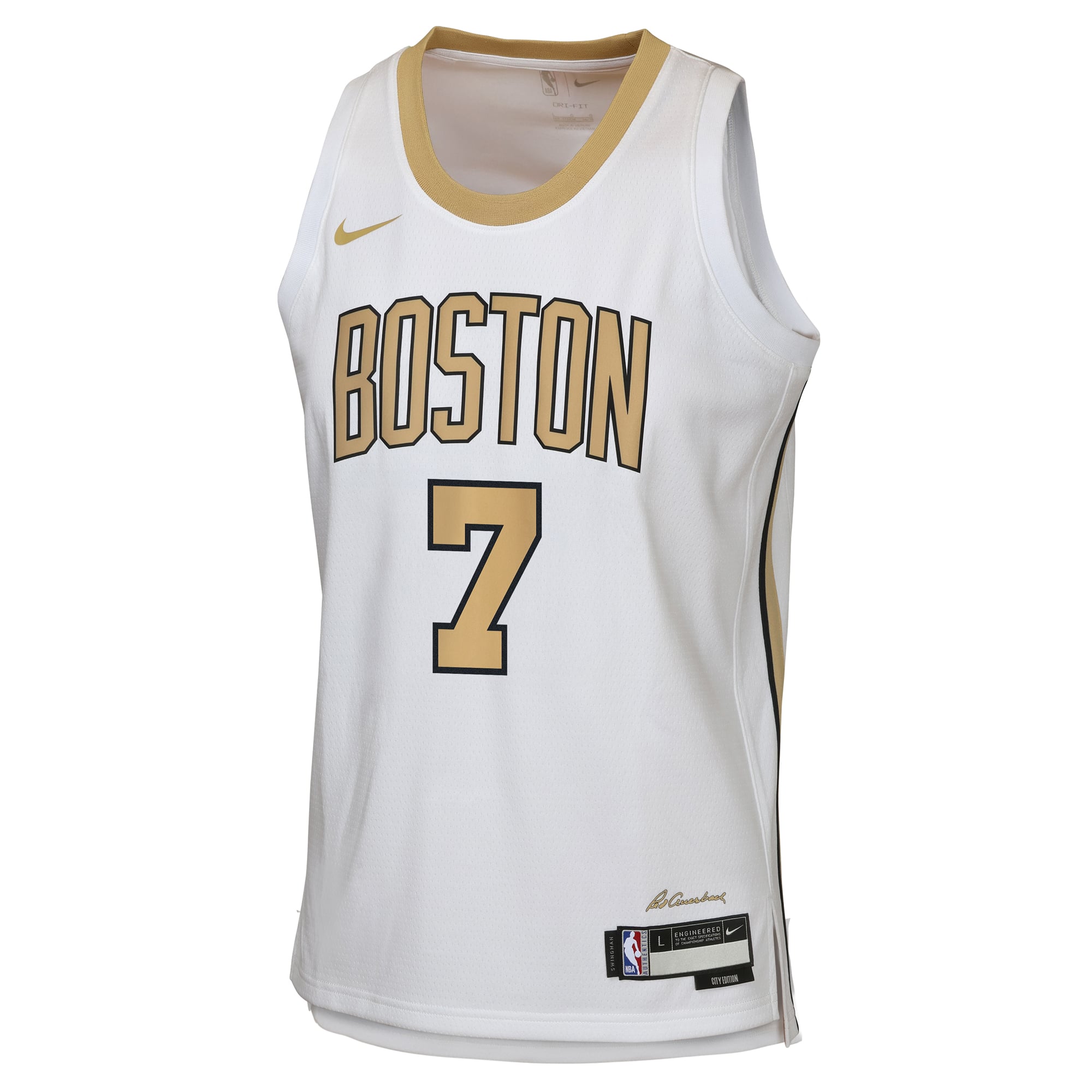 Jaylen Brown Boston Celtics Youth 2025/26 City Edition Swingman Jersey - White - Image 3
