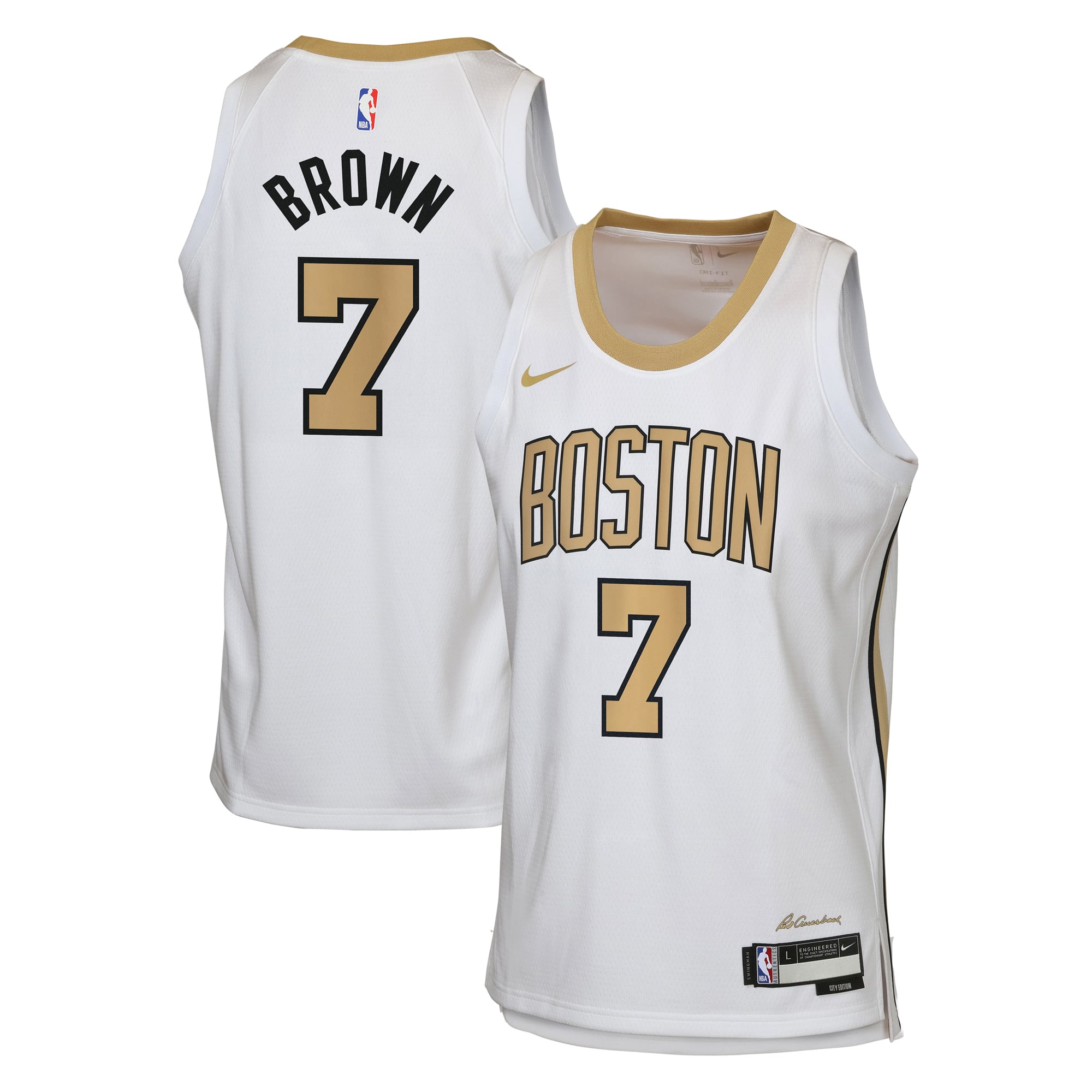 Jaylen Brown Boston Celtics Youth 2025/26 City Edition Swingman Jersey - White - Image 2