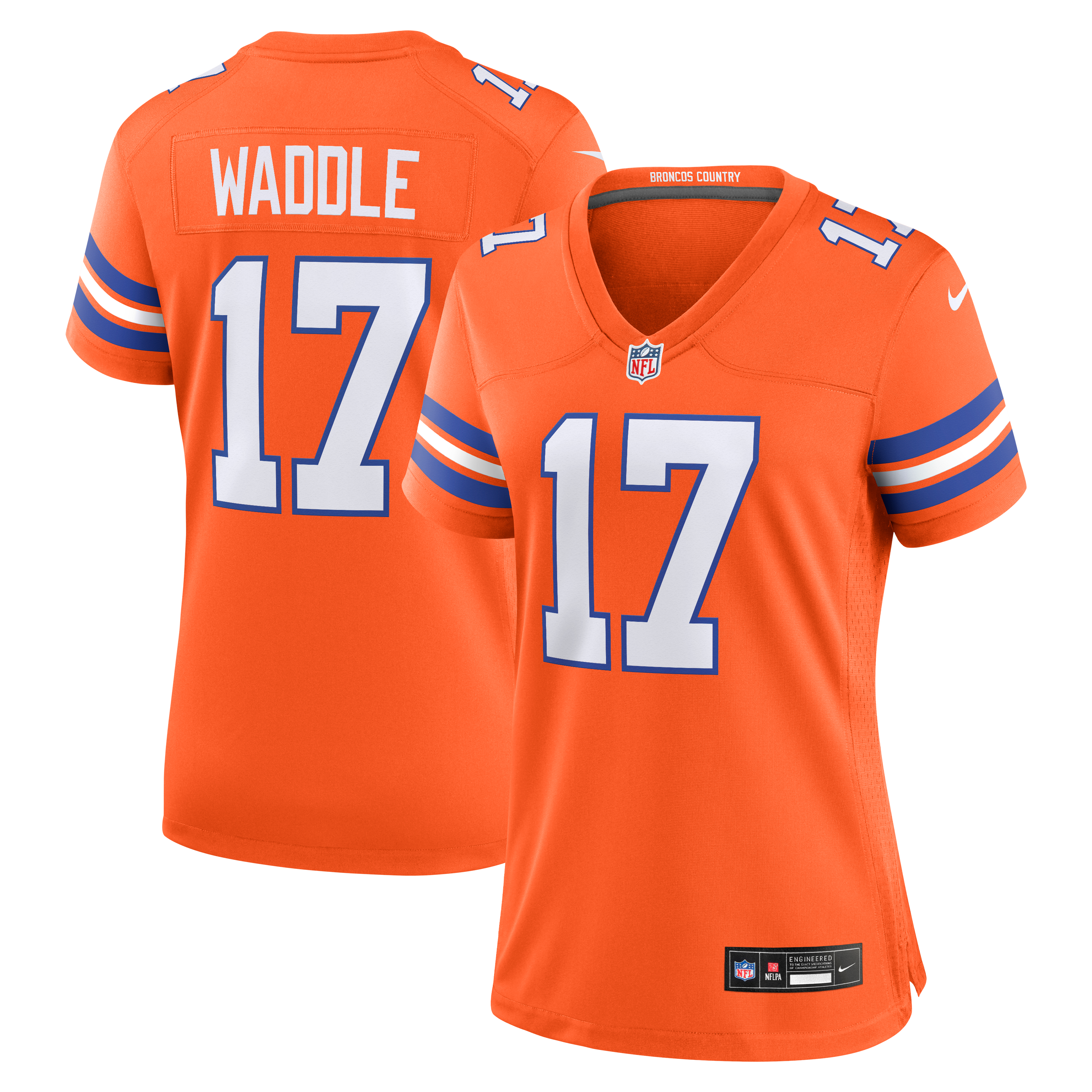 Jaylen Waddle Denver Broncos Women's Mile High Collection 1977 Throwback Game Jersey - Orange - Image 2