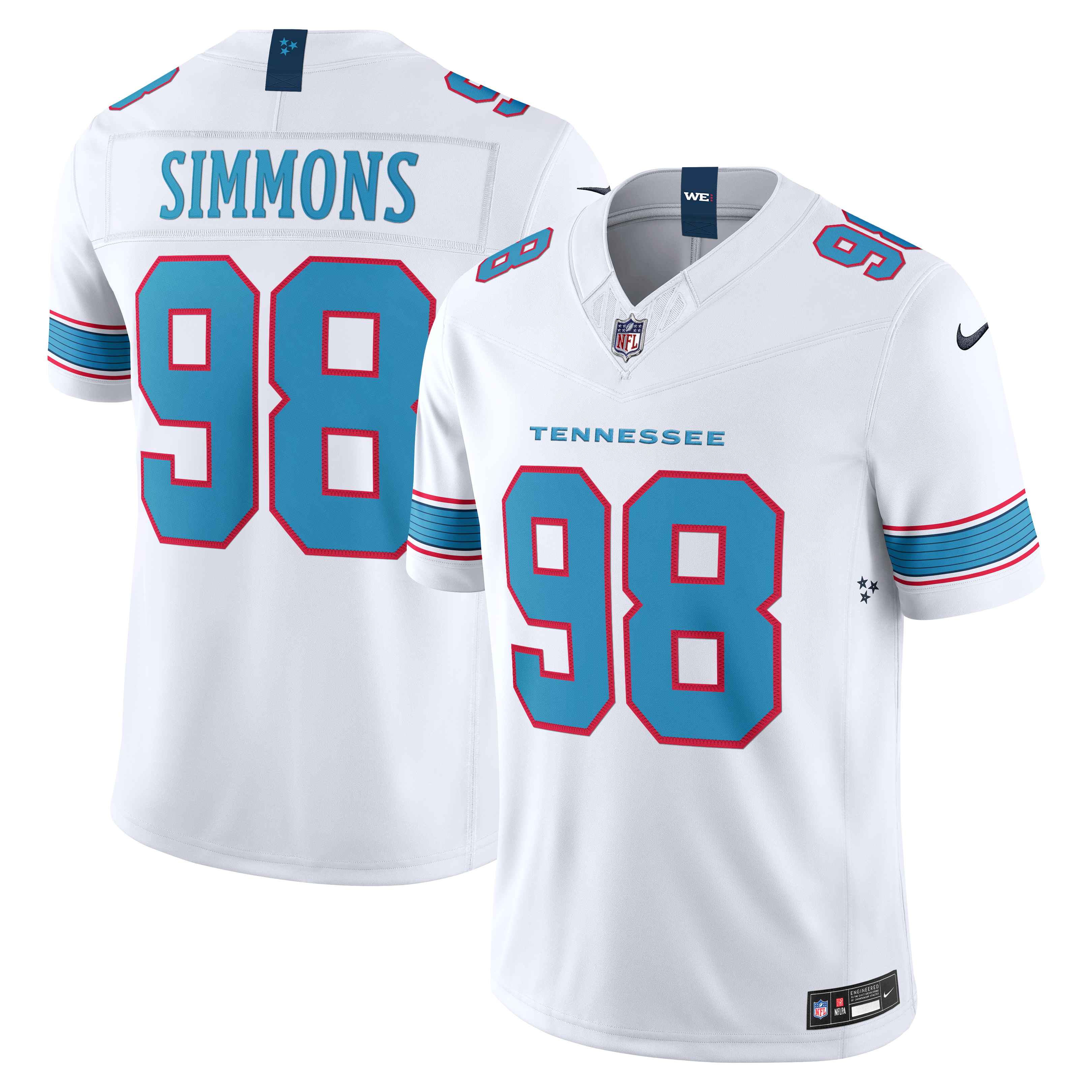 Jeffery Simmons Tennessee Titans Vapor F.U.S.E. Stitched Limited Jersey - White - Image 2