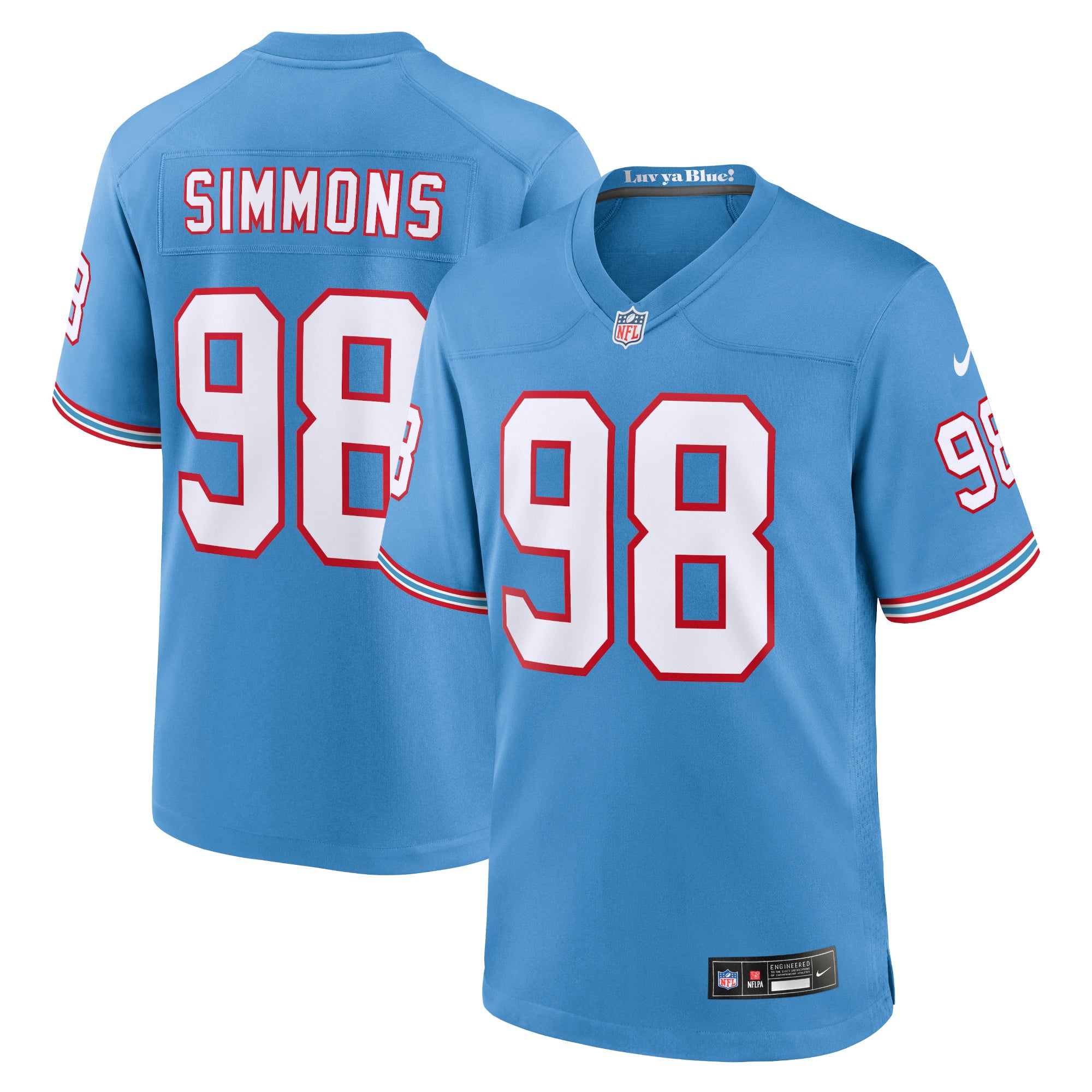Jeffery Simmons Tennessee Titans Youth Game Jersey - Light Blue - Image 2