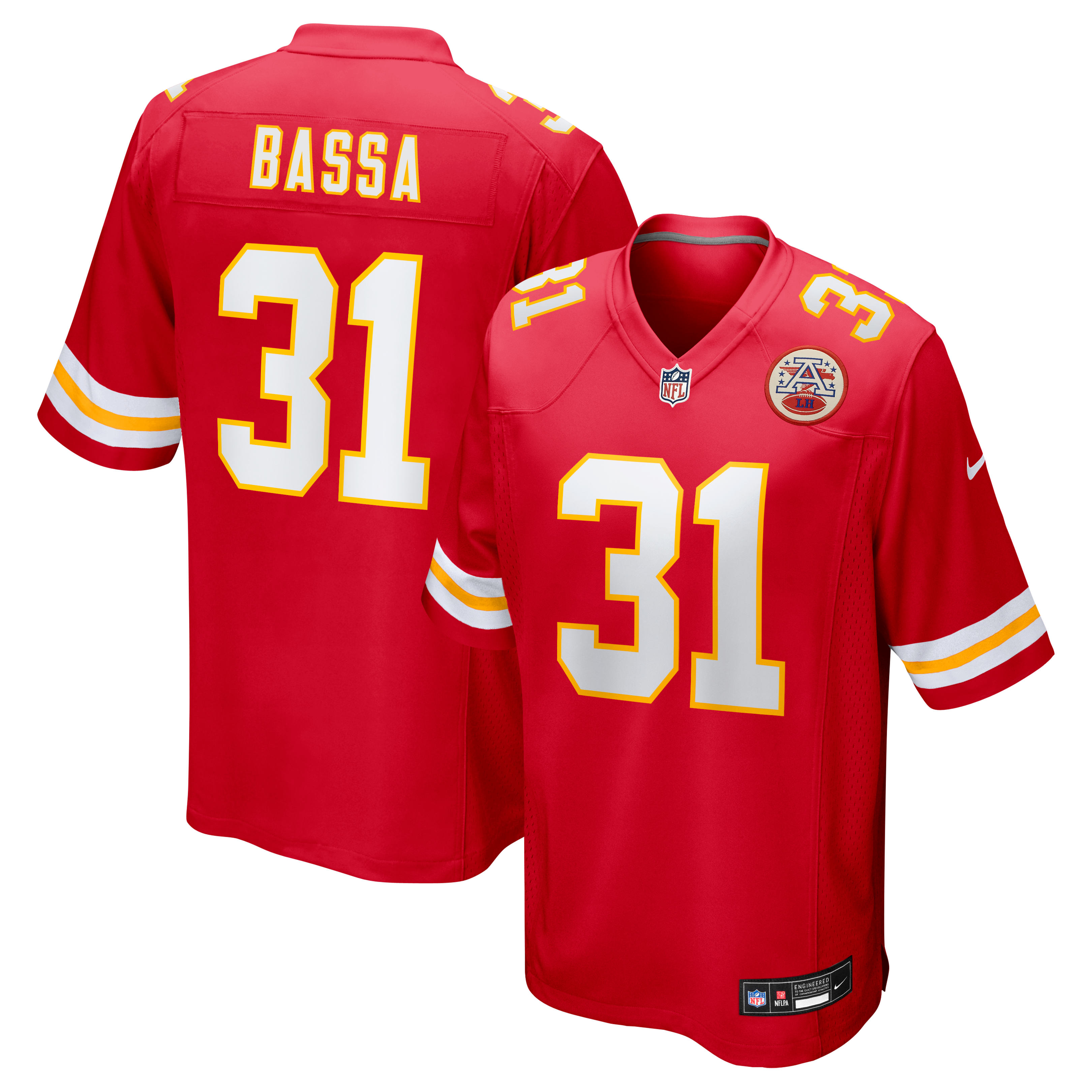 Jeffrey Bassa Kansas City Chiefs Team Game Jersey - Red - Image 2