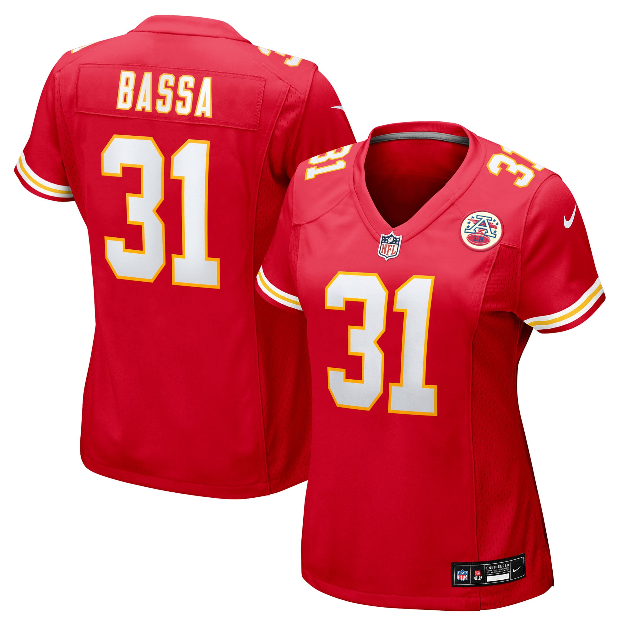 Jeffrey Bassa Kansas City Chiefs Women's Team Game Jersey - Red - Image 2