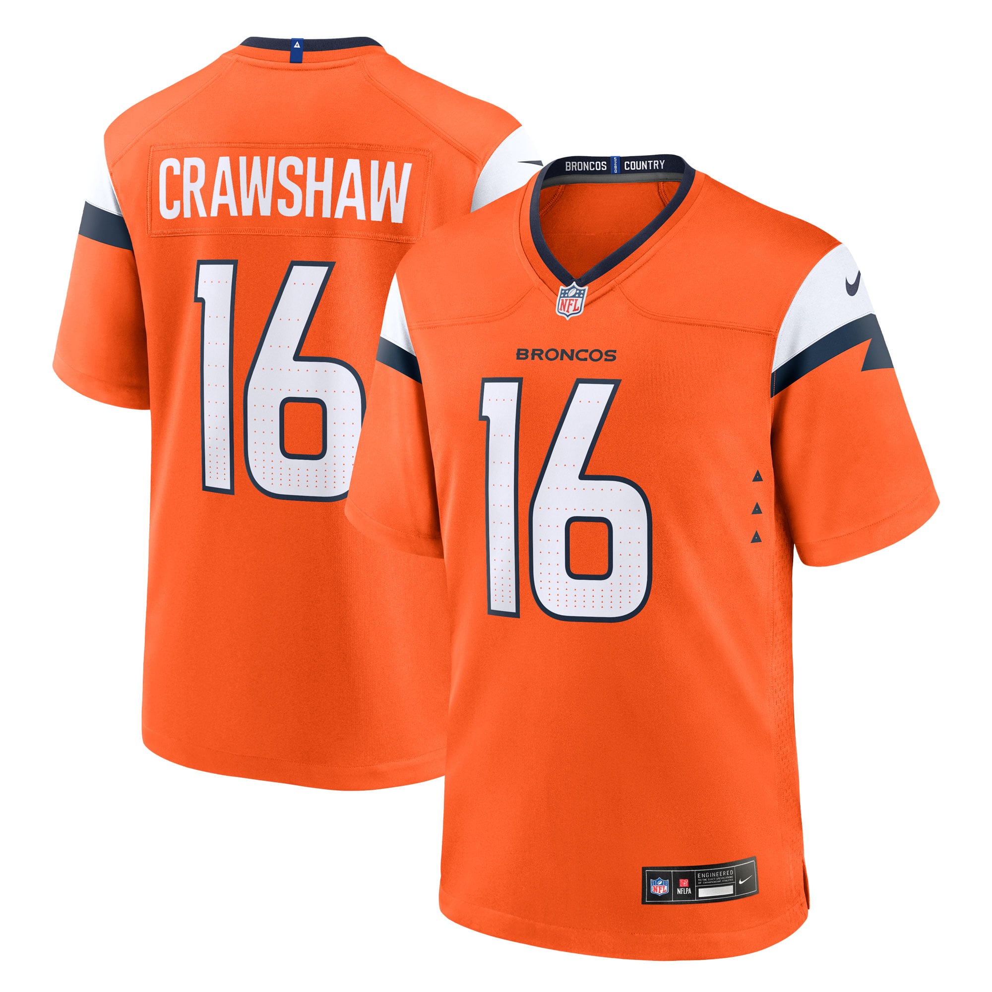 Jeremy Crawshaw Denver Broncos Team Game Jersey - Orange