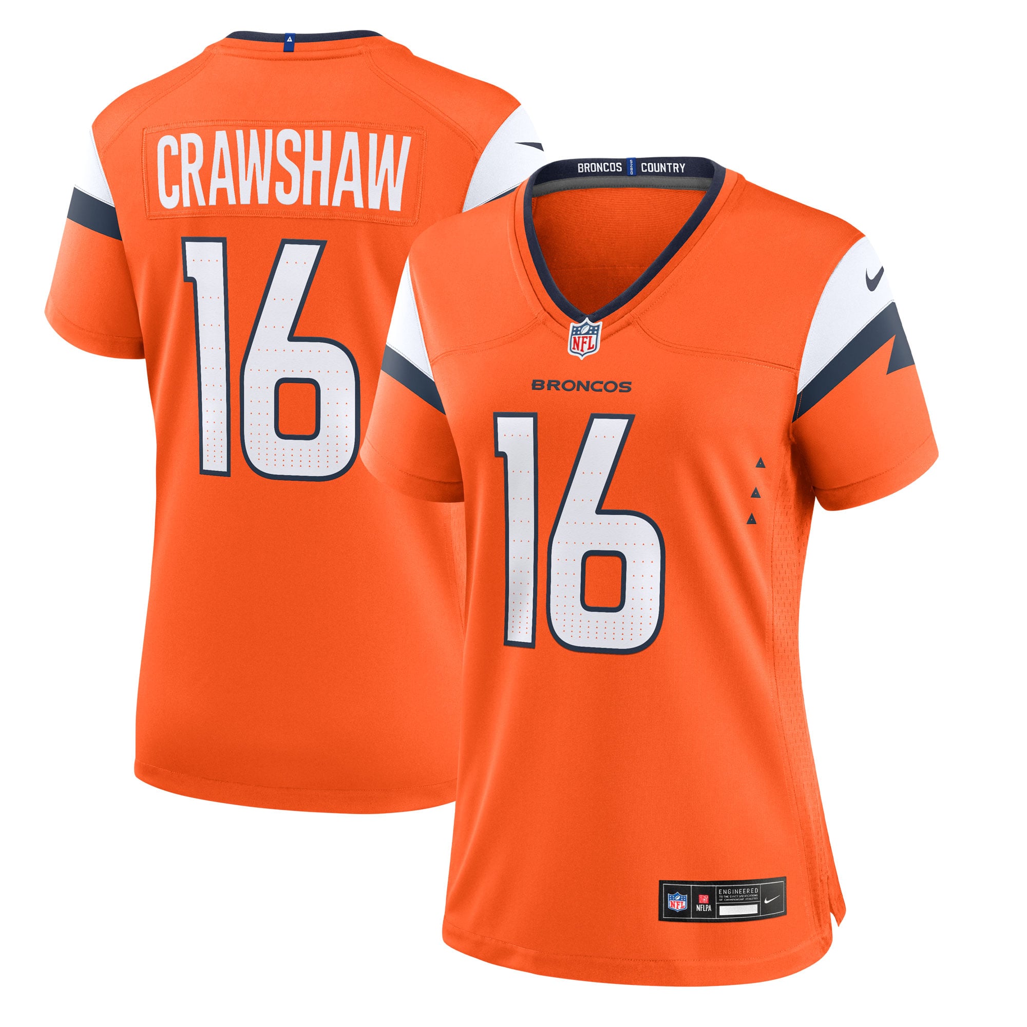 Jeremy Crawshaw Denver Broncos Women's Team Game Jersey - Orange - Image 2