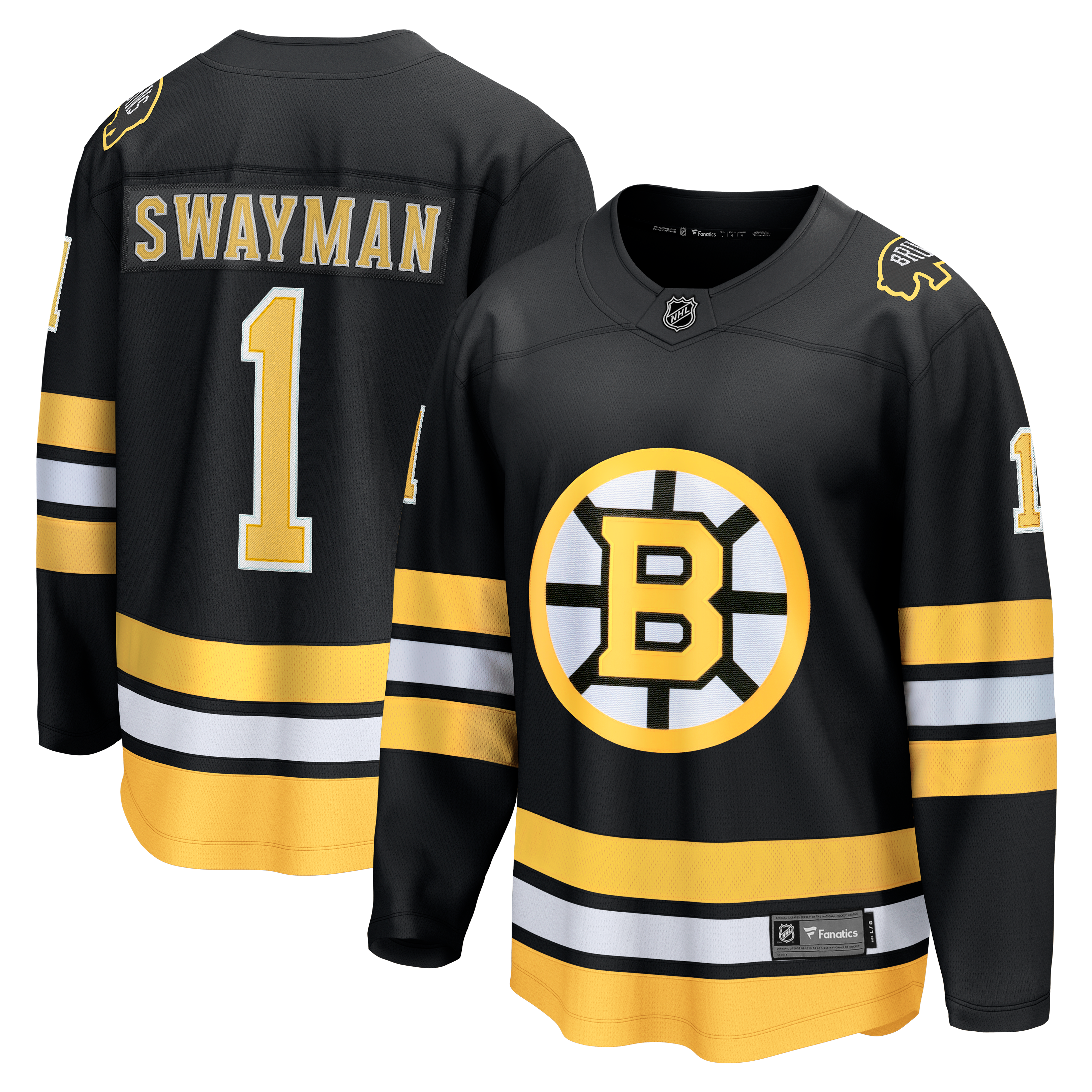 Jeremy Swayman Boston Bruins Home Breakaway Jersey - Black - Image 2