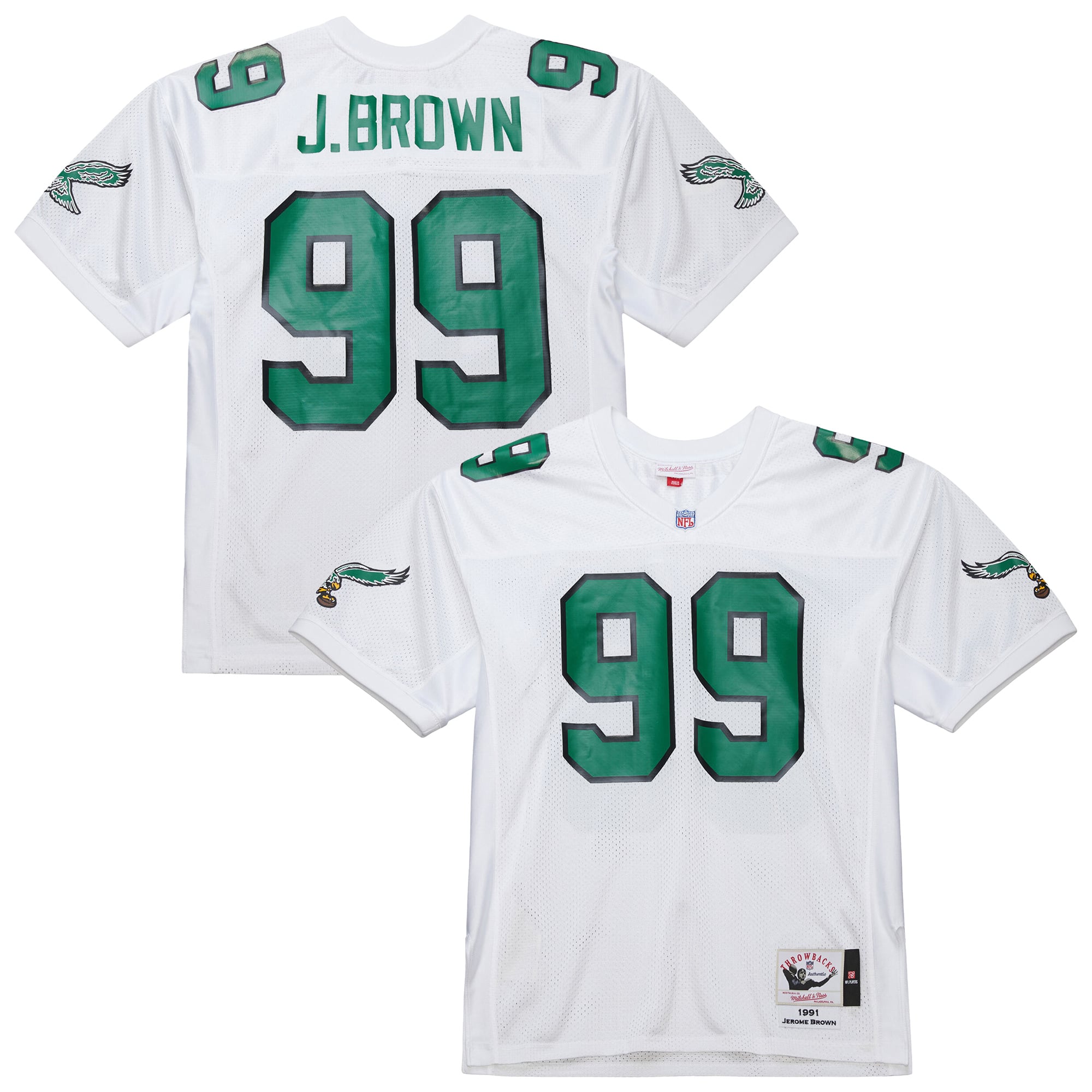 Jerome Brown Philadelphia Eagles 1991 Throwback Retired Player Jersey - White