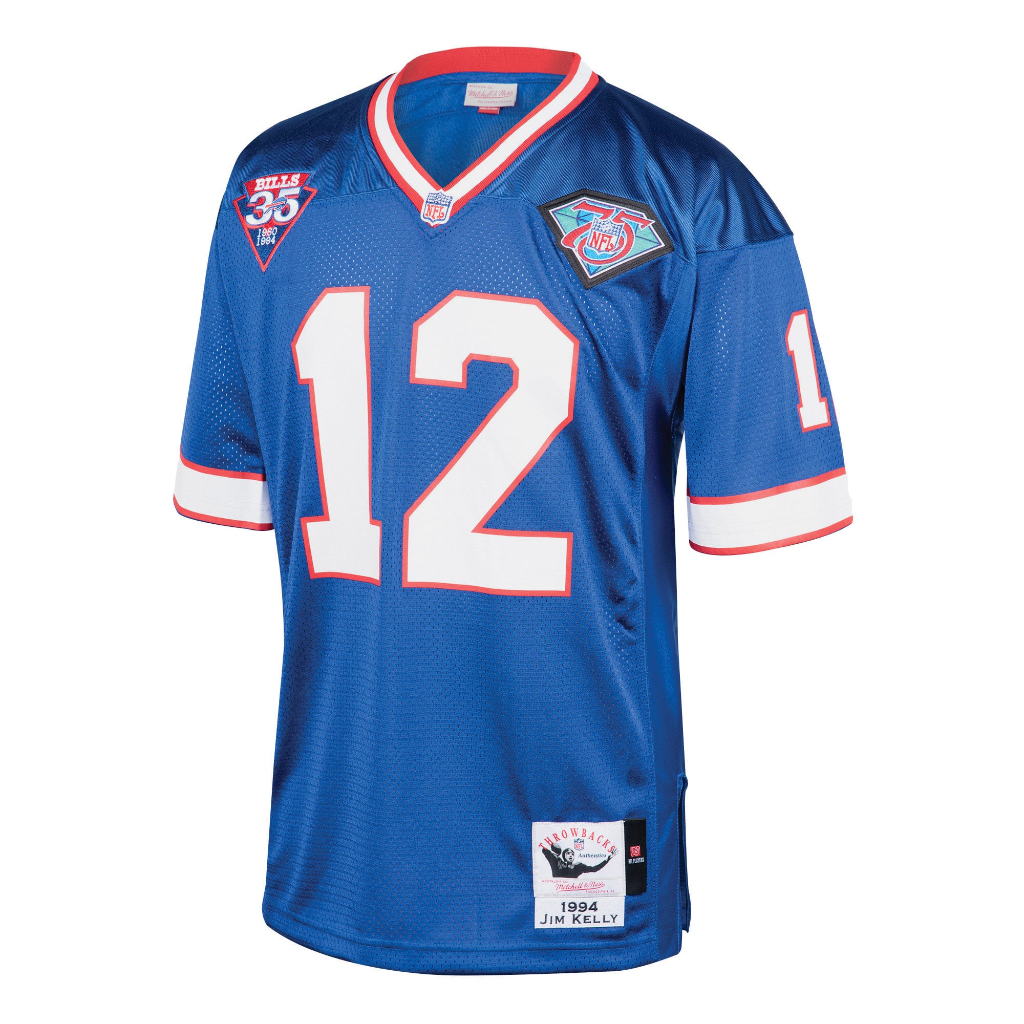 Jim Kelly Buffalo Bills 1994 Throwback Retired Player Jersey - Royal - Image 3