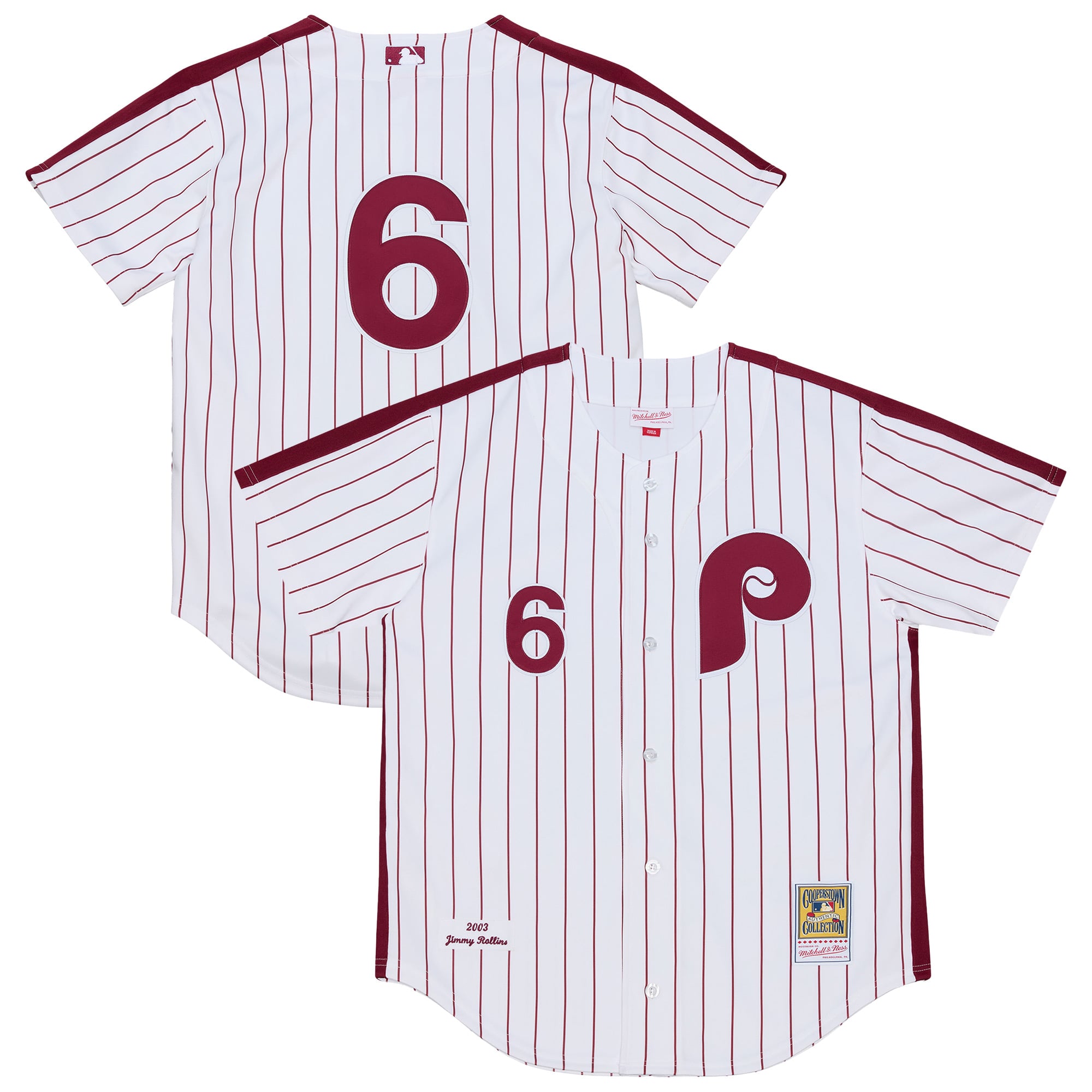 Jimmy Rollins Philadelphia Phillies 2003 Cooperstown Collection Jersey - White - Image 2