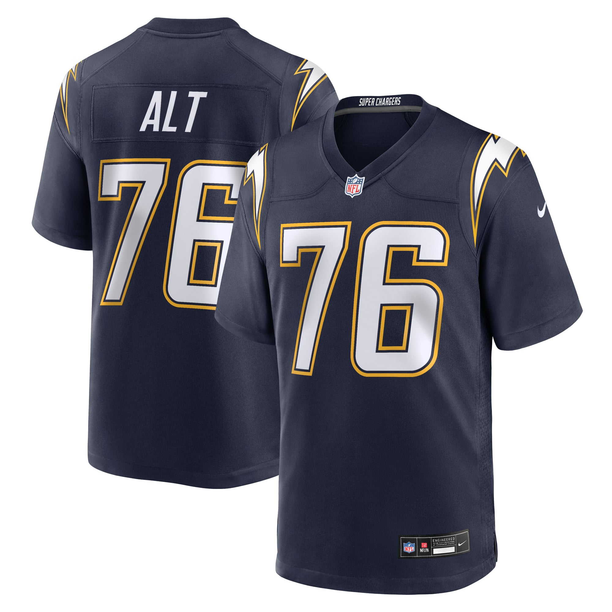 Joe Alt Los Angeles Chargers Alternate Charger Power Game Player Jersey - Navy