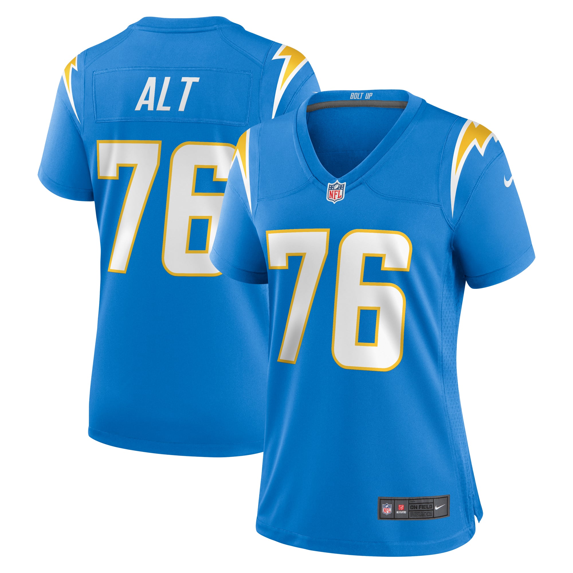 Joe Alt Los Angeles Chargers Women's 2024 Draft First Round Pick Player Game Jersey - Powder Blue - Image 2