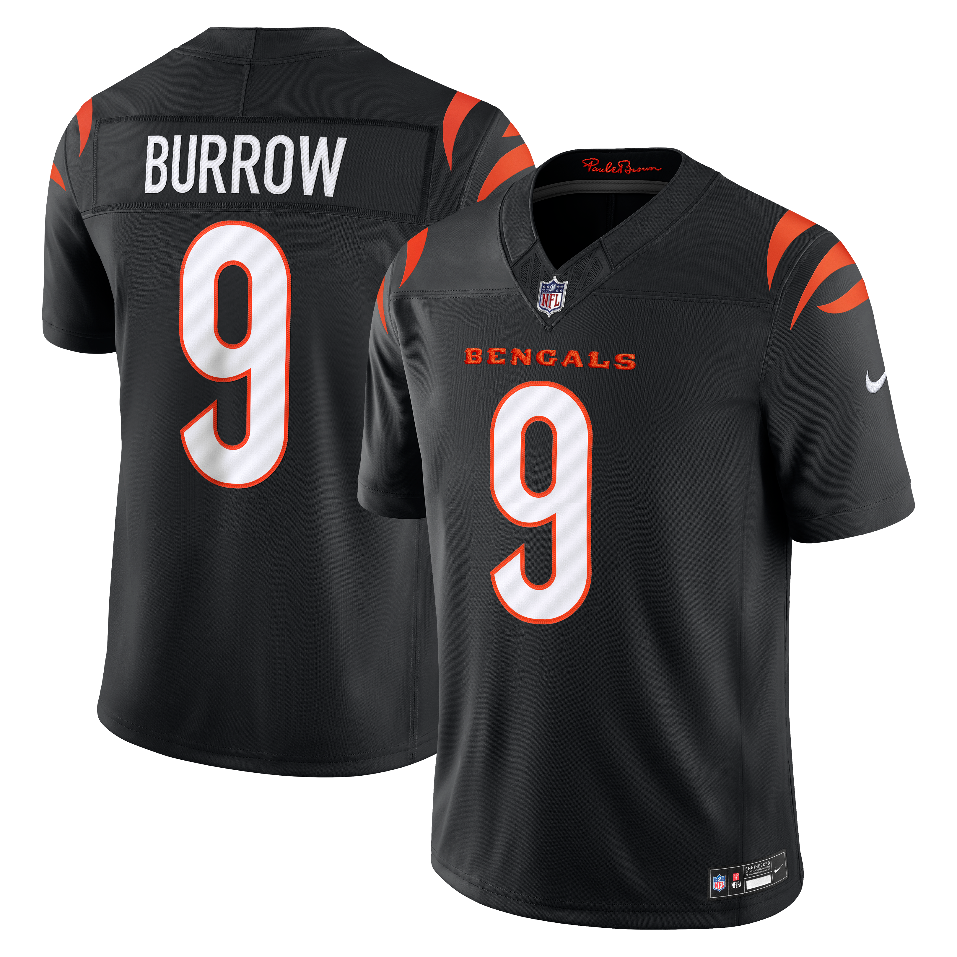 Joe Burrow Cincinnati Bengals Team Vapor F.U.S.E. Stitched Limited Jersey - Black - Image 2