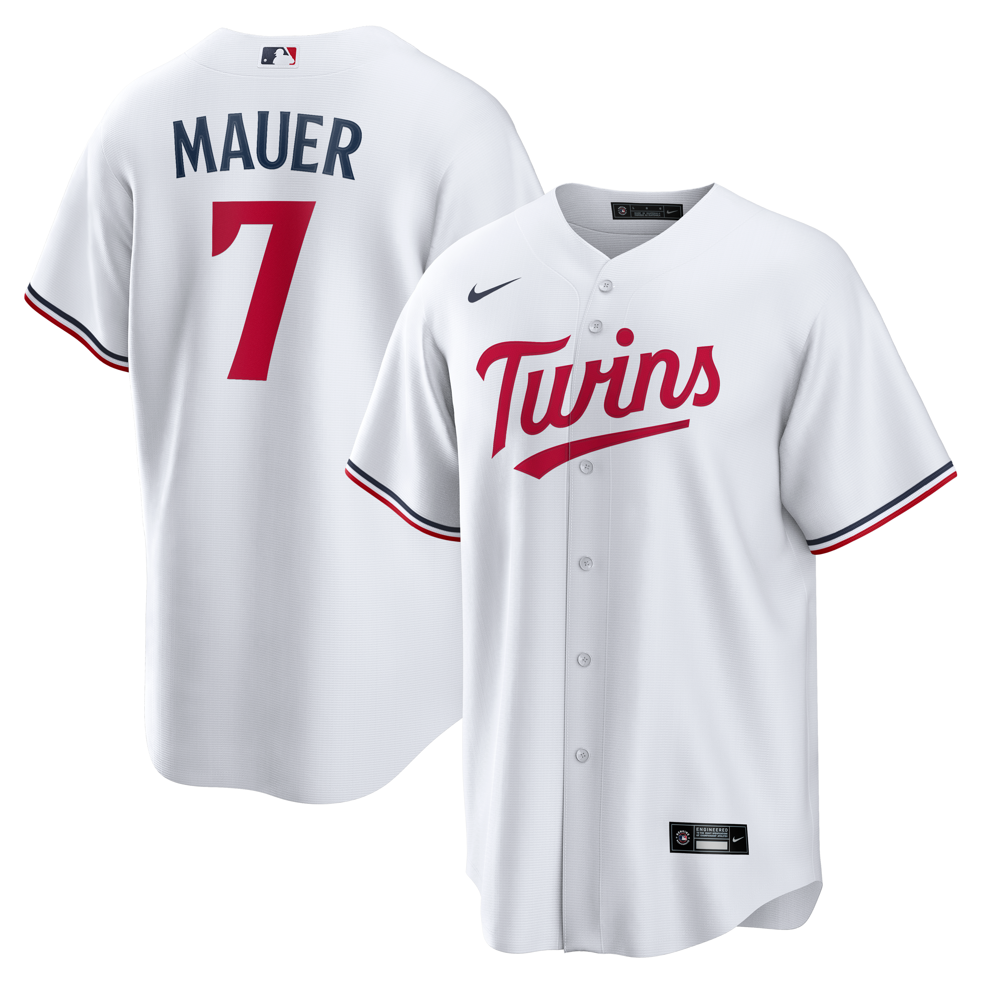 Joe Mauer Minnesota Twins Home Retired Player Jersey - White - Image 2