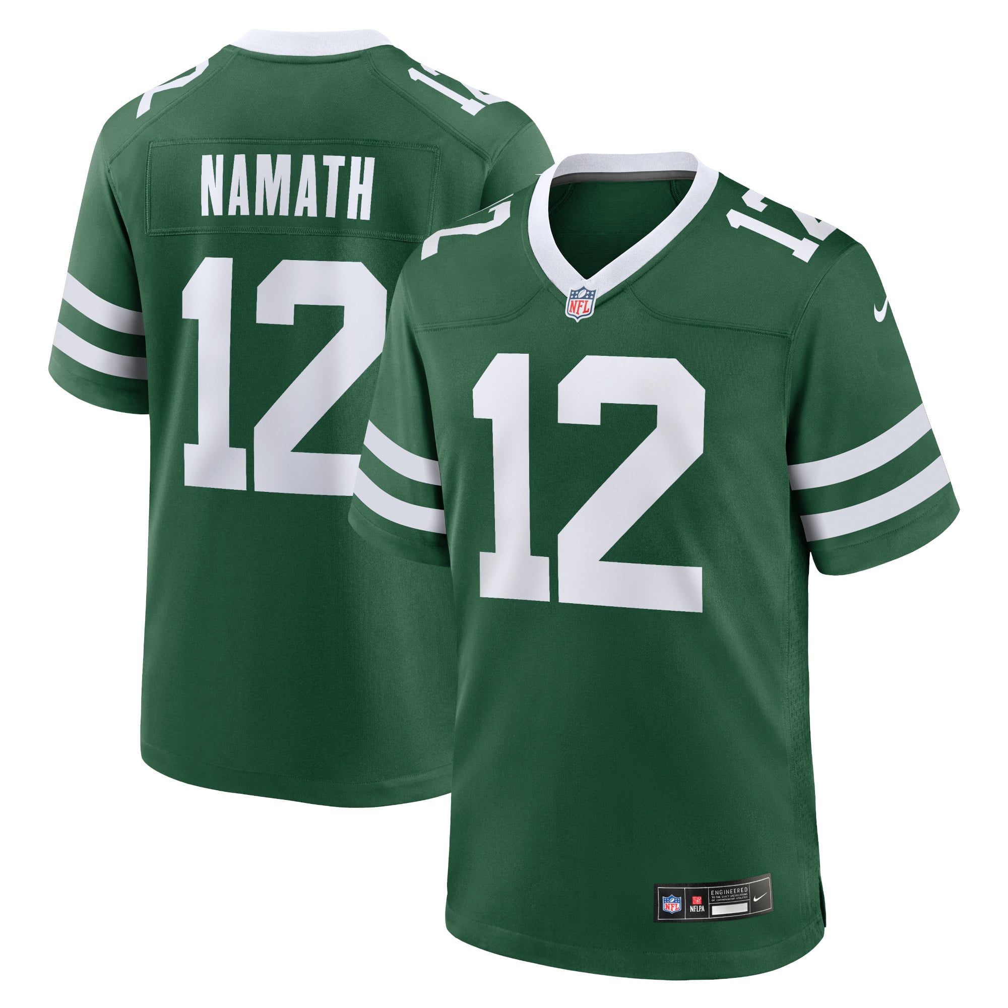 Joe Namath New York Jets Classic Alternate Retired Player Game Jersey - Green - Image 2