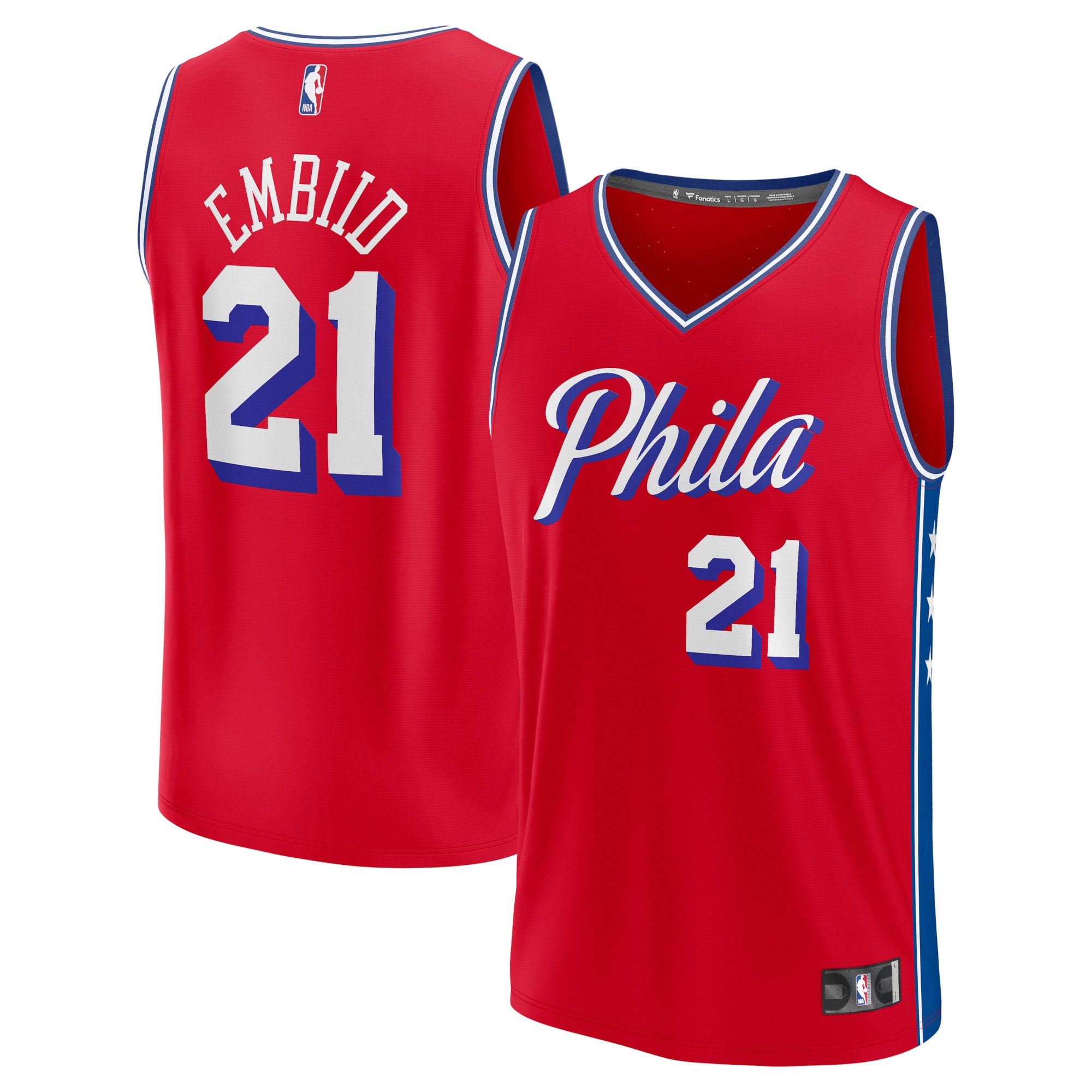 Joel Embiid Philadelphia 76ers Fast Break Player Jersey - Statement Edition - Red - Image 2