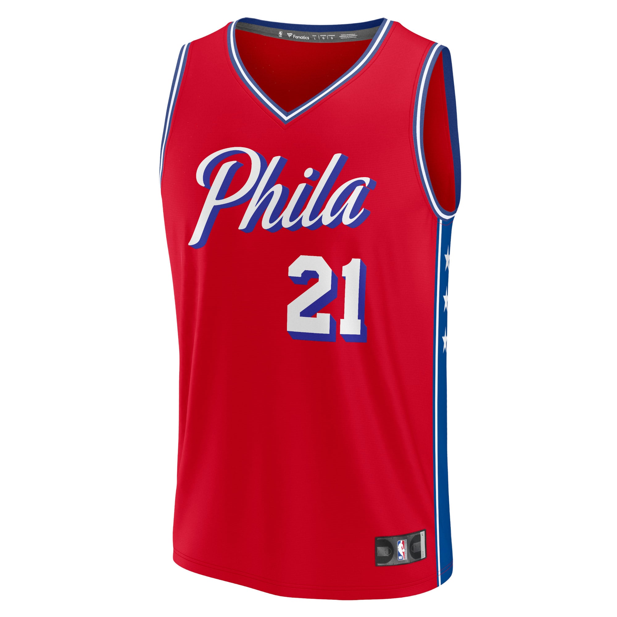 Joel Embiid Philadelphia 76ers Fast Break Player Jersey - Statement Edition - Red - Image 3